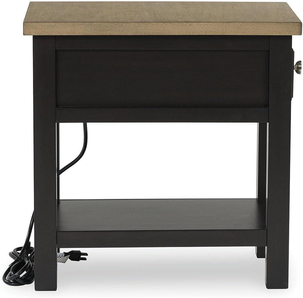 imageSignature Design by Ashley Tyler Creek Chair Side End Table Plankstyled Top Smoothgliding Drawer Wood 1413quot W x 2413quot D x 2413quot H Light Brown ampamp WhitewashLight Brown Black