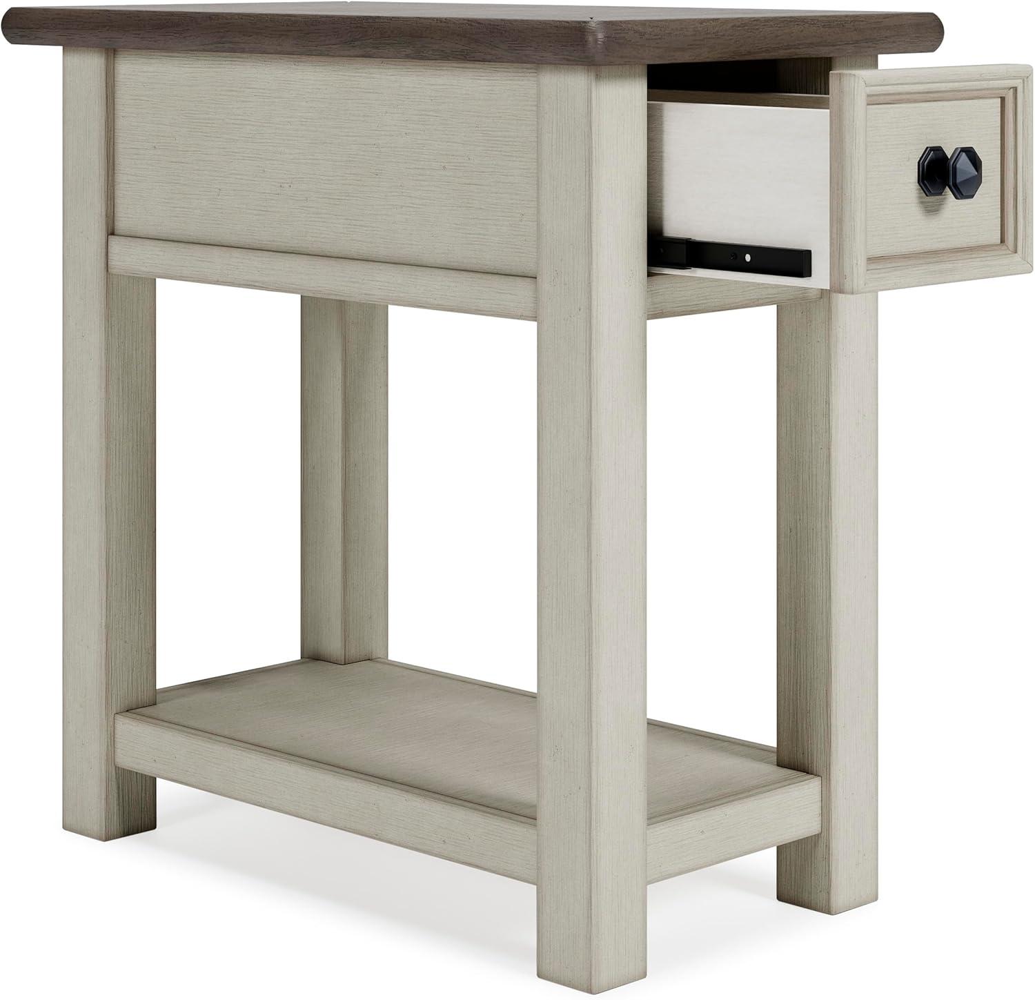 imageSignature Design by Ashley Tyler Creek Chair Side End Table Plankstyled Top Smoothgliding Drawer Wood 1413quot W x 2413quot D x 2413quot H Light Brown ampamp WhitewashWhitewash