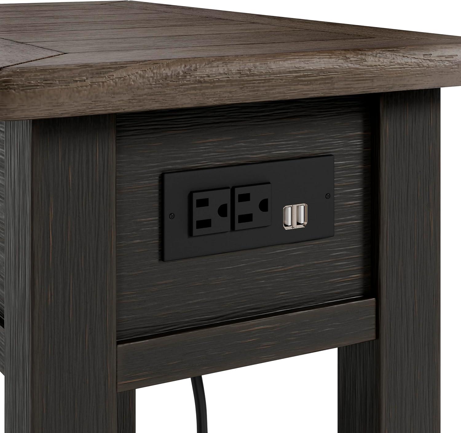 imageSignature Design by Ashley Tyler Creek Chair Side End Table Plankstyled Top Smoothgliding Drawer Wood 1413quot W x 2413quot D x 2413quot H Light Brown ampamp WhitewashBlack