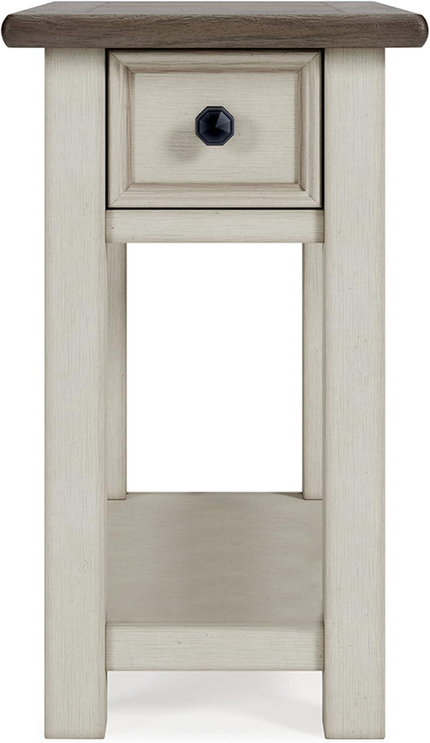 imageSignature Design by Ashley Tyler Creek Chair Side End Table Plankstyled Top Smoothgliding Drawer Wood 1413quot W x 2413quot D x 2413quot H Light Brown ampamp WhitewashWhitewash