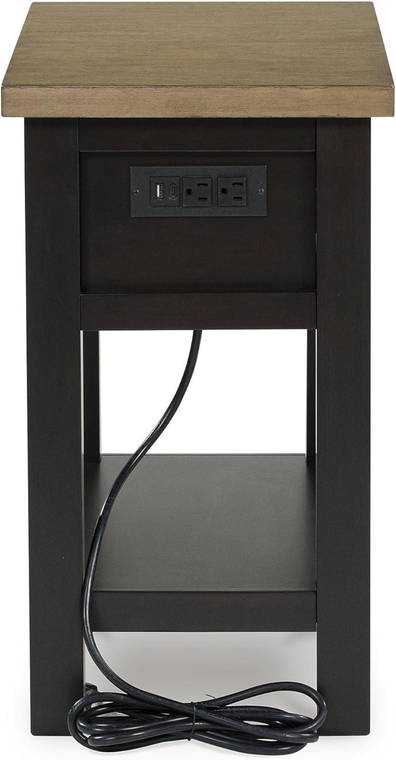 imageSignature Design by Ashley Tyler Creek Chair Side End Table Plankstyled Top Smoothgliding Drawer Wood 1413quot W x 2413quot D x 2413quot H Light Brown ampamp WhitewashLight Brown Black