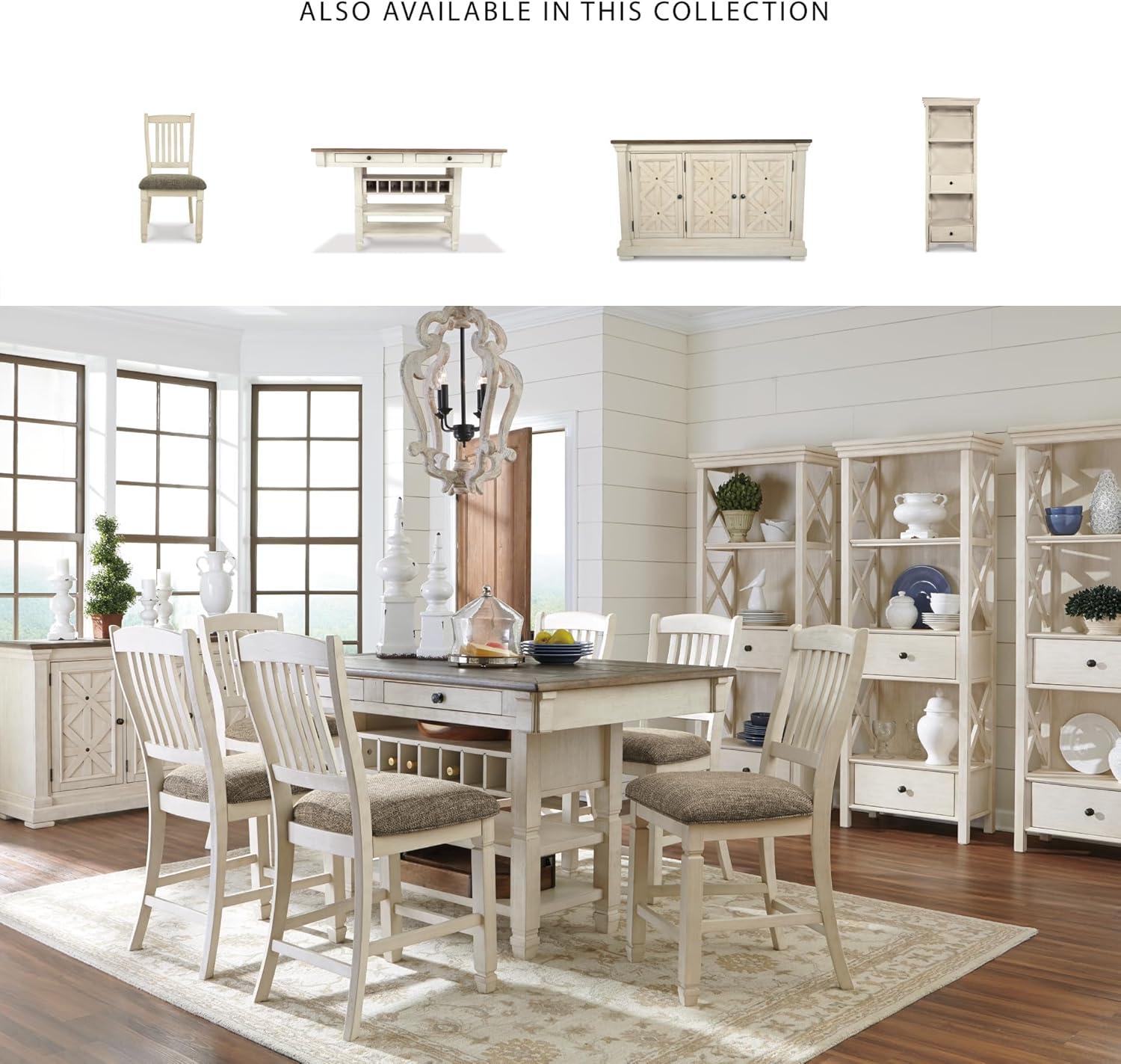 imageSignature Design by Ashley Tyler Creek Farmhouse Rectangular Counter Height Dining Table Seats 6 Wine Rack Wood 60quot W x 40quot D x 36quot H Black and GrayWhitewash