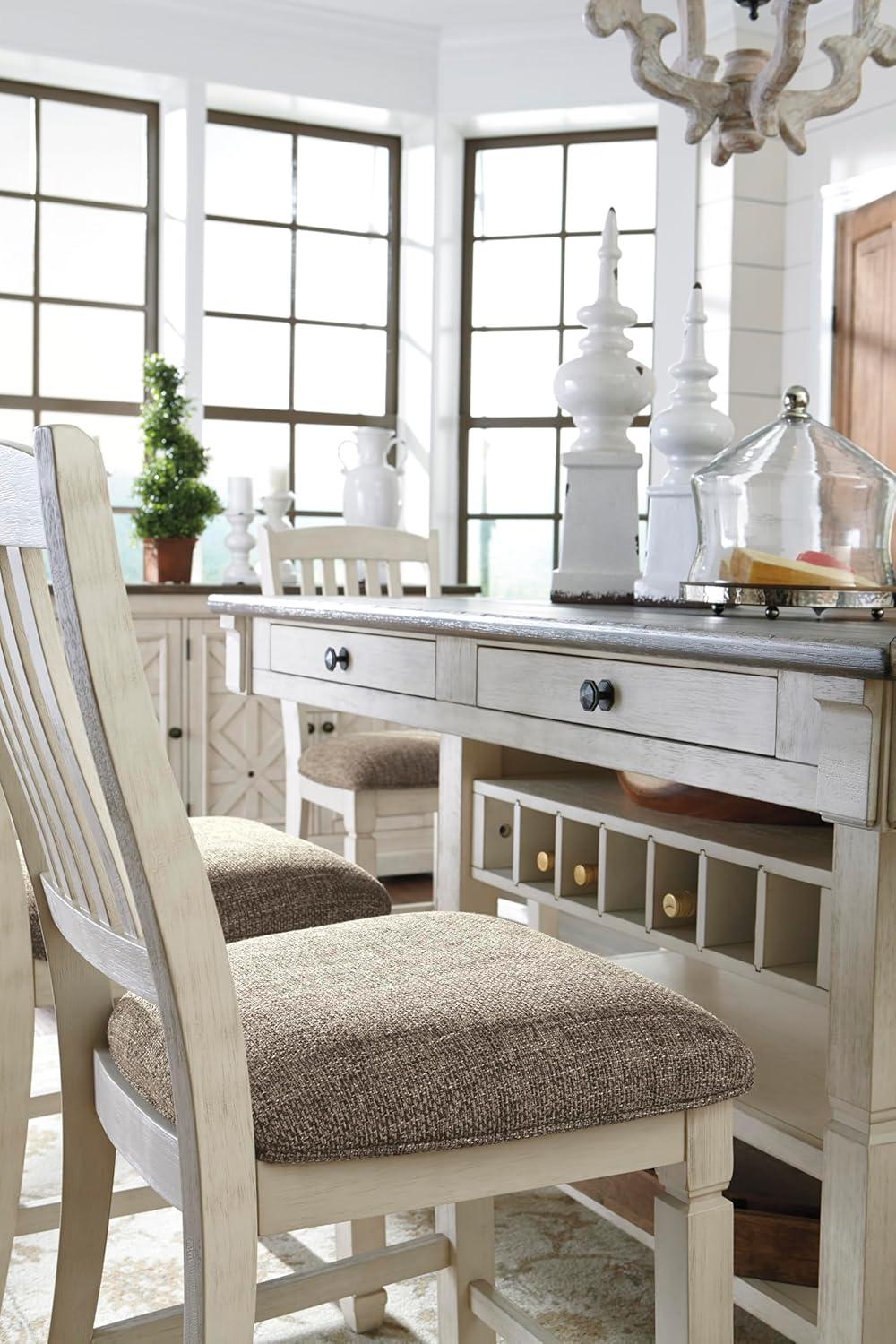 imageSignature Design by Ashley Tyler Creek Farmhouse Rectangular Counter Height Dining Table Seats 6 Wine Rack Wood 60quot W x 40quot D x 36quot H Black and GrayWhitewash