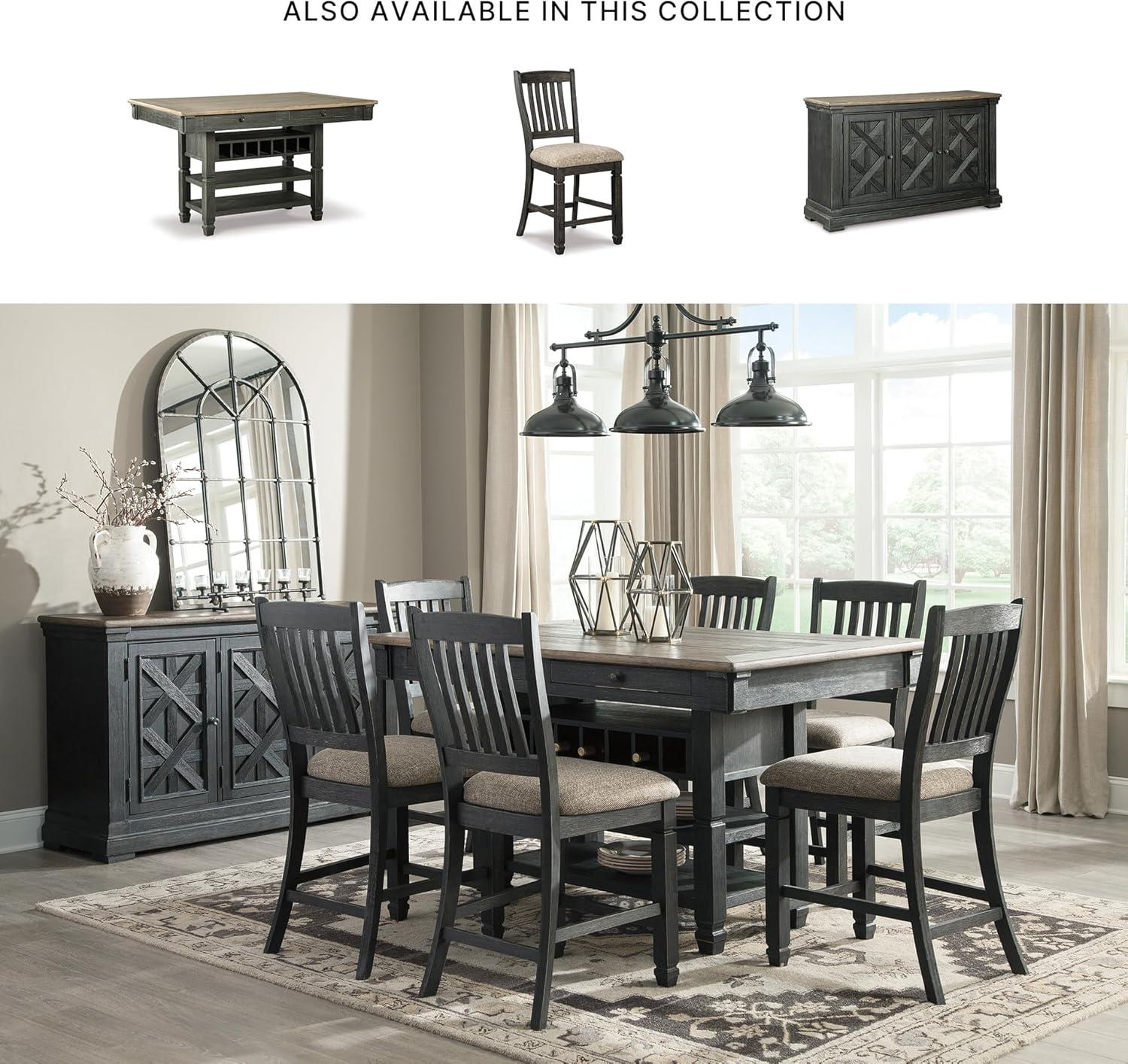 imageSignature Design by Ashley Tyler Creek Farmhouse Rectangular Counter Height Dining Table Seats 6 Wine Rack Wood 60quot W x 40quot D x 36quot H Black and GrayAlmost Black