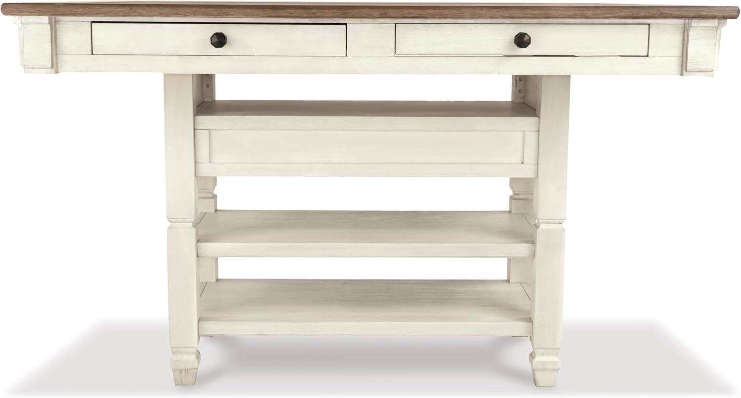 imageSignature Design by Ashley Tyler Creek Farmhouse Rectangular Counter Height Dining Table Seats 6 Wine Rack Wood 60quot W x 40quot D x 36quot H Black and GrayWhitewash