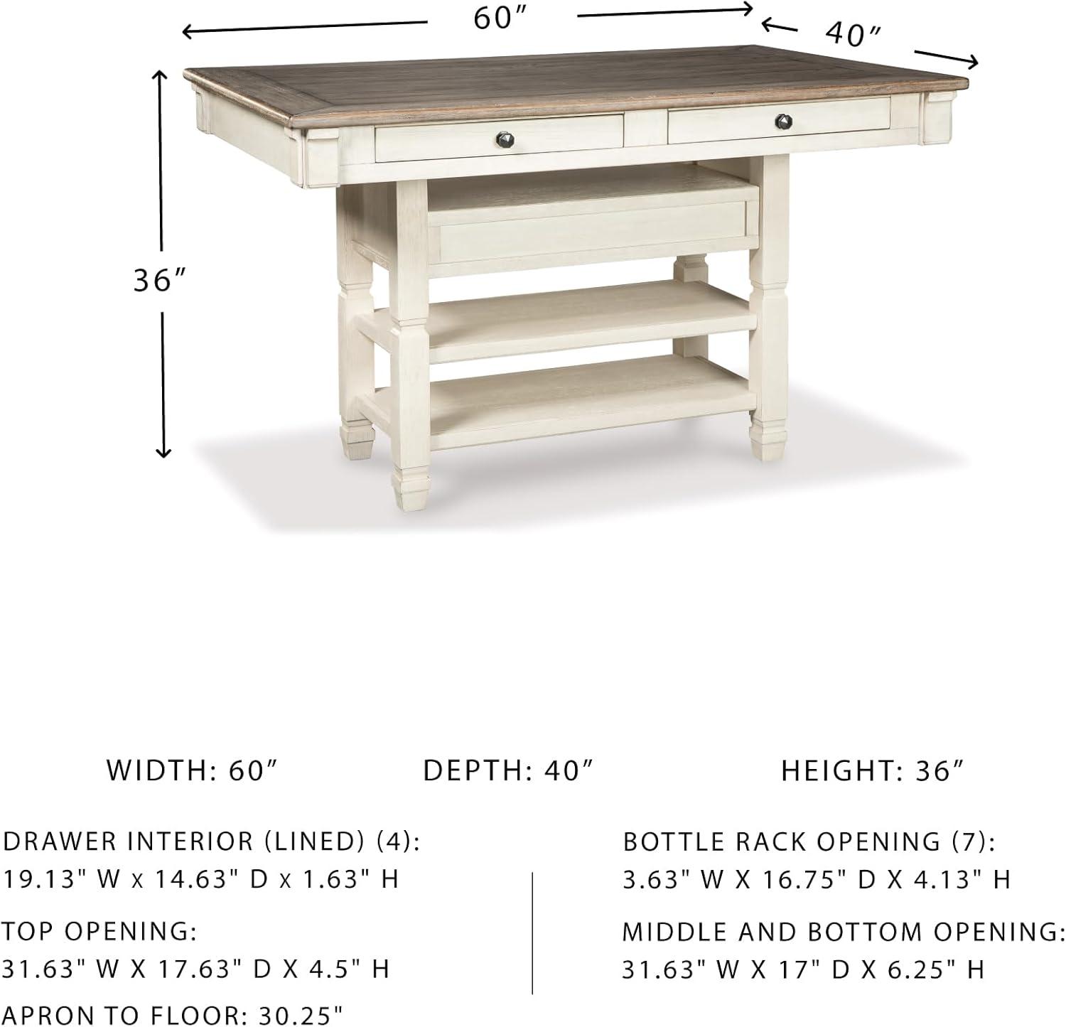 imageSignature Design by Ashley Tyler Creek Farmhouse Rectangular Counter Height Dining Table Seats 6 Wine Rack Wood 60quot W x 40quot D x 36quot H Black and GrayWhitewash