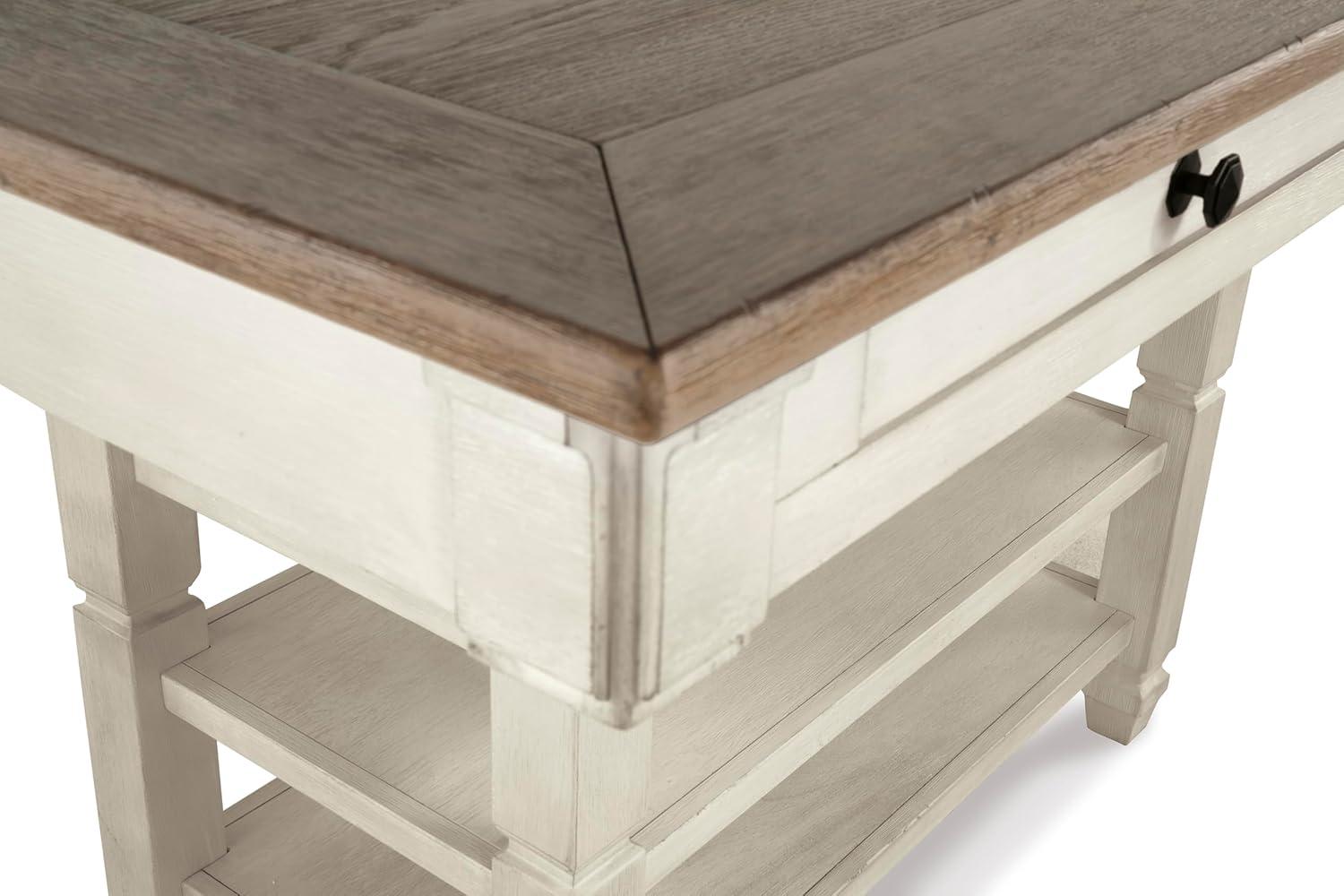 imageSignature Design by Ashley Tyler Creek Farmhouse Rectangular Counter Height Dining Table Seats 6 Wine Rack Wood 60quot W x 40quot D x 36quot H Black and GrayWhitewash