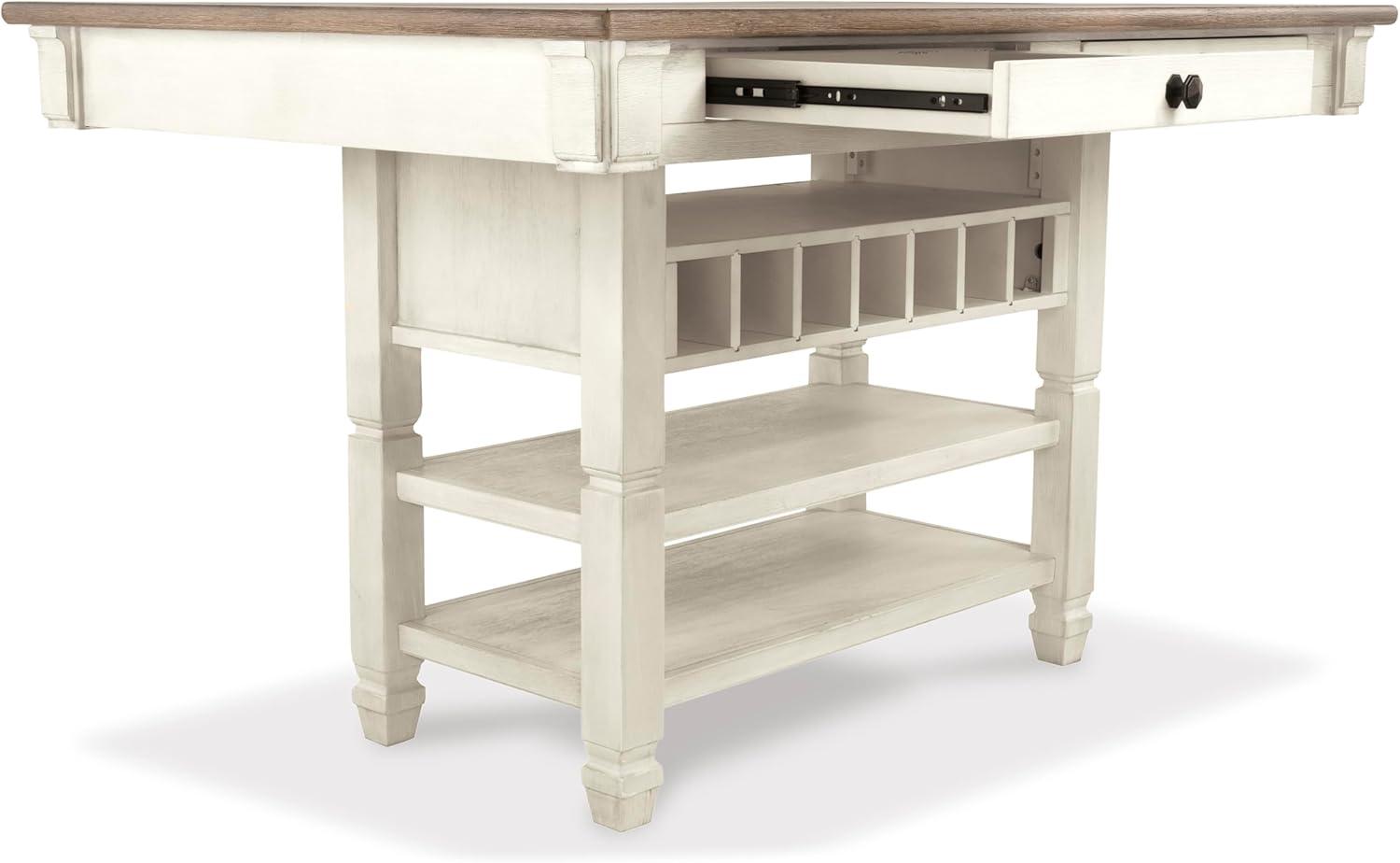 imageSignature Design by Ashley Tyler Creek Farmhouse Rectangular Counter Height Dining Table Seats 6 Wine Rack Wood 60quot W x 40quot D x 36quot H Black and GrayWhitewash