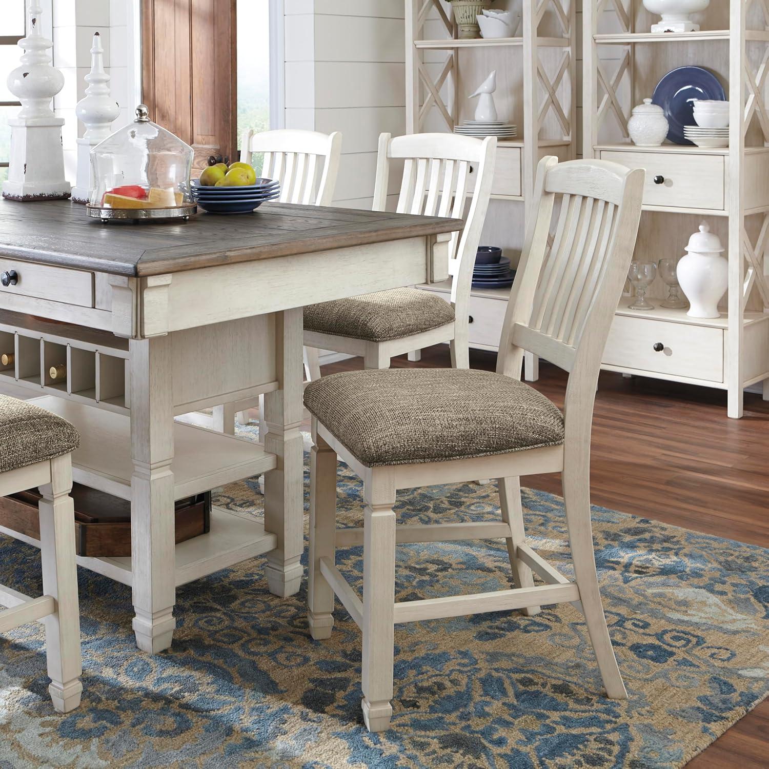 imageSignature Design by Ashley Tyler Creek Farmhouse Rectangular Counter Height Dining Table Seats 6 Wine Rack Wood 60quot W x 40quot D x 36quot H Black and GrayWhitewash