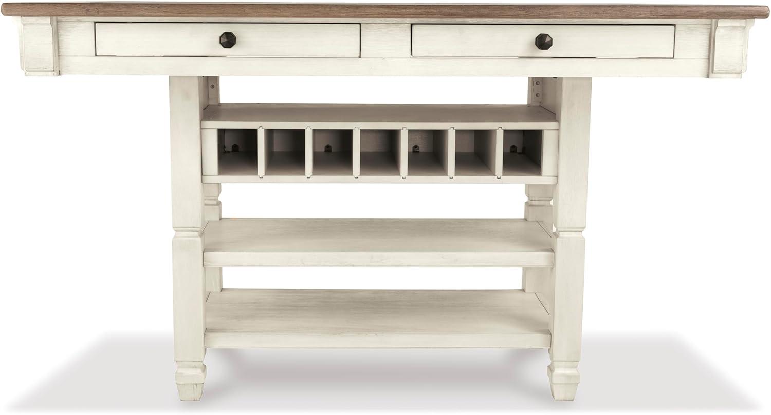imageSignature Design by Ashley Tyler Creek Farmhouse Rectangular Counter Height Dining Table Seats 6 Wine Rack Wood 60quot W x 40quot D x 36quot H Black and GrayWhitewash