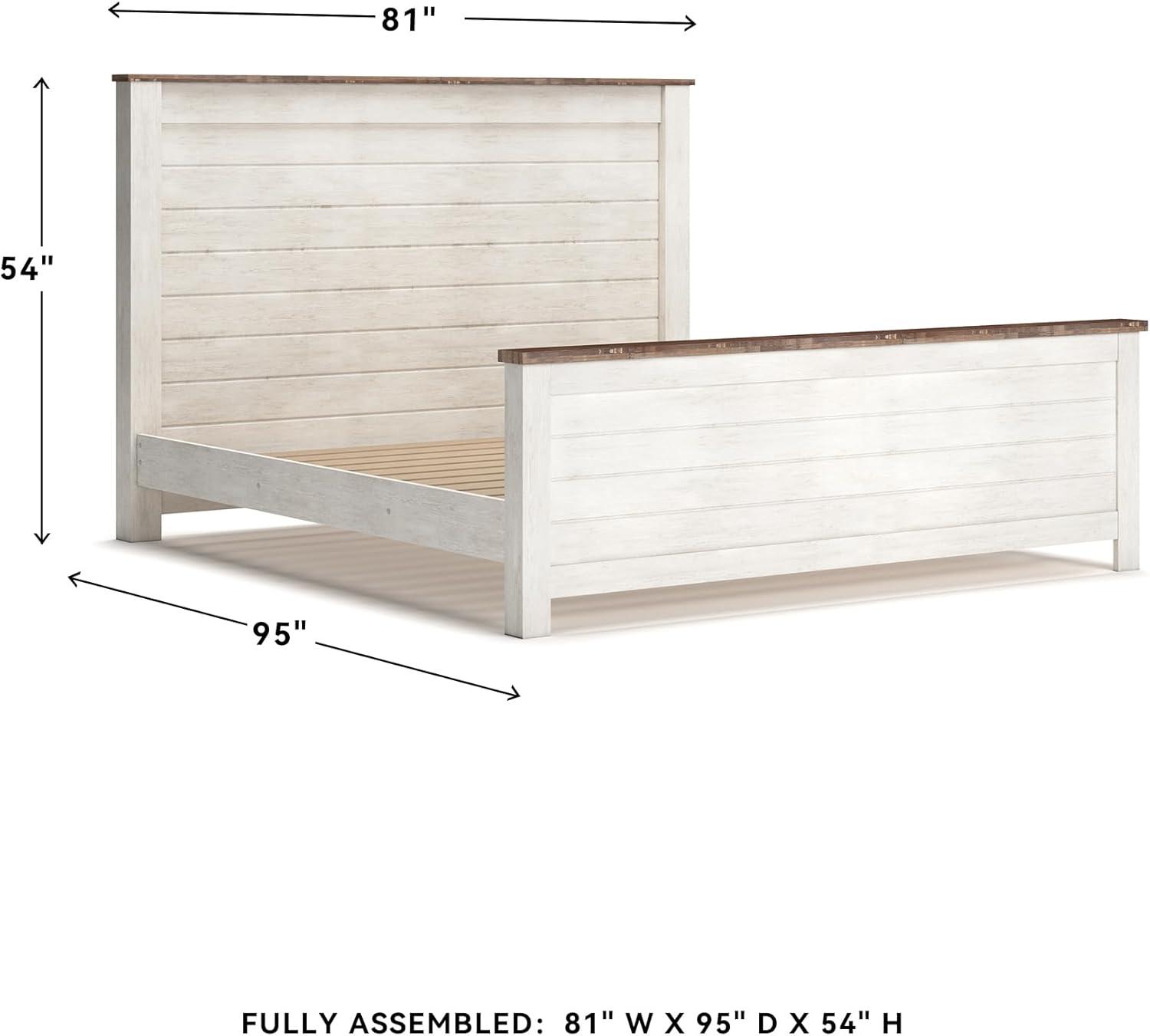 imageSignature Design by Ashley Willowton Cottage Farmhouse Panel Headboard ONLY Queen WhitewashCalifornia King