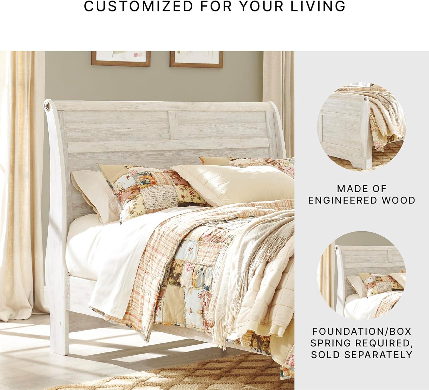 imageSignature Design by Ashley Willowton Cottage Farmhouse Panel Headboard ONLY Queen WhitewashQueen