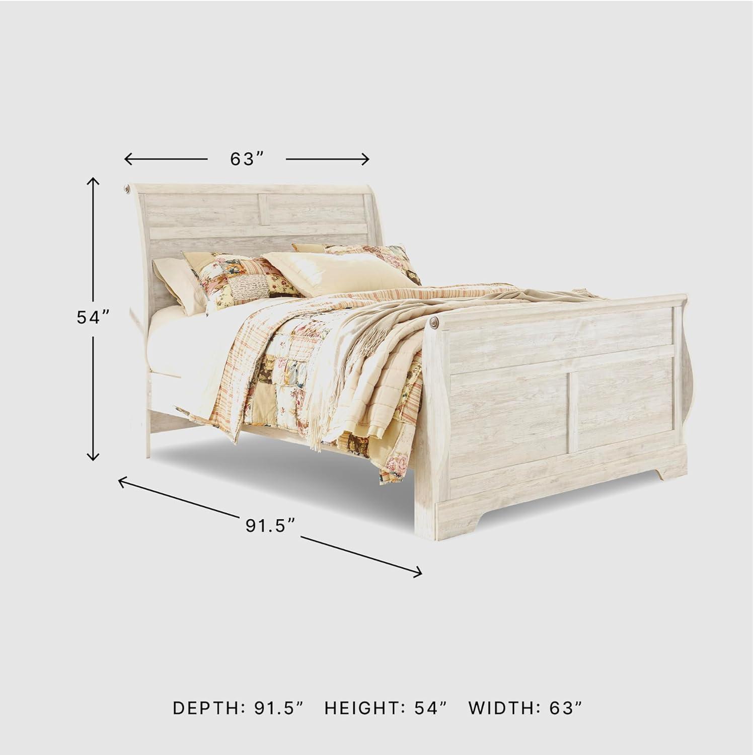 imageSignature Design by Ashley Willowton Cottage Farmhouse Panel Headboard ONLY Queen WhitewashQueen