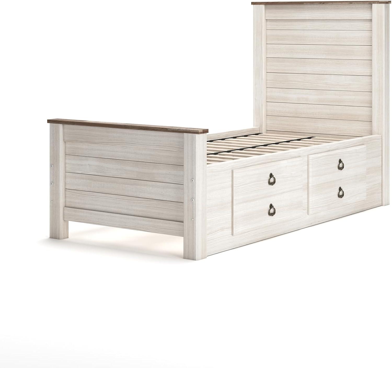 imageSignature Design by Ashley Willowton Cottage Farmhouse Panel Headboard ONLY Queen WhitewashTwin