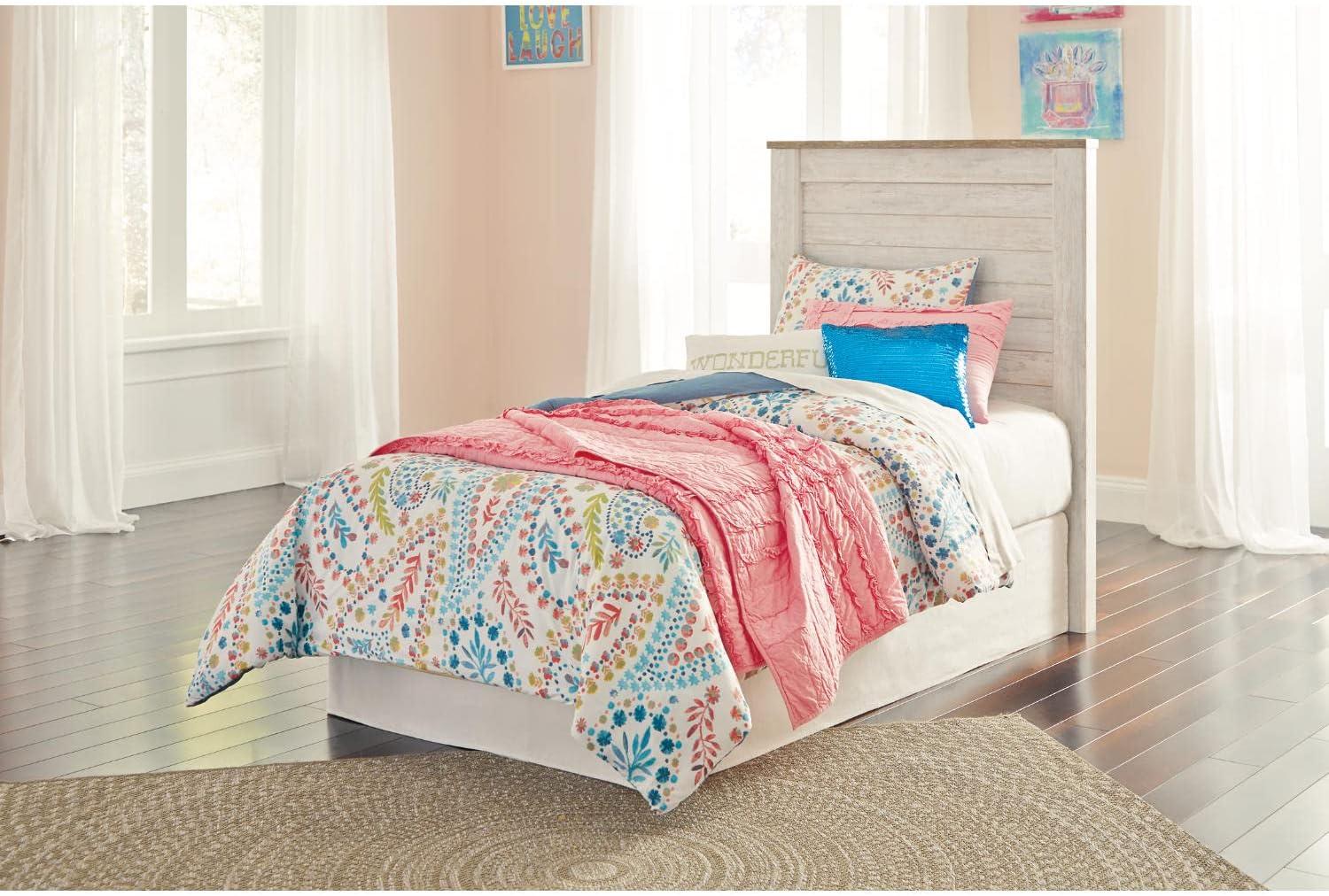 imageSignature Design by Ashley Willowton Cottage Farmhouse Panel Headboard ONLY Queen WhitewashTwin