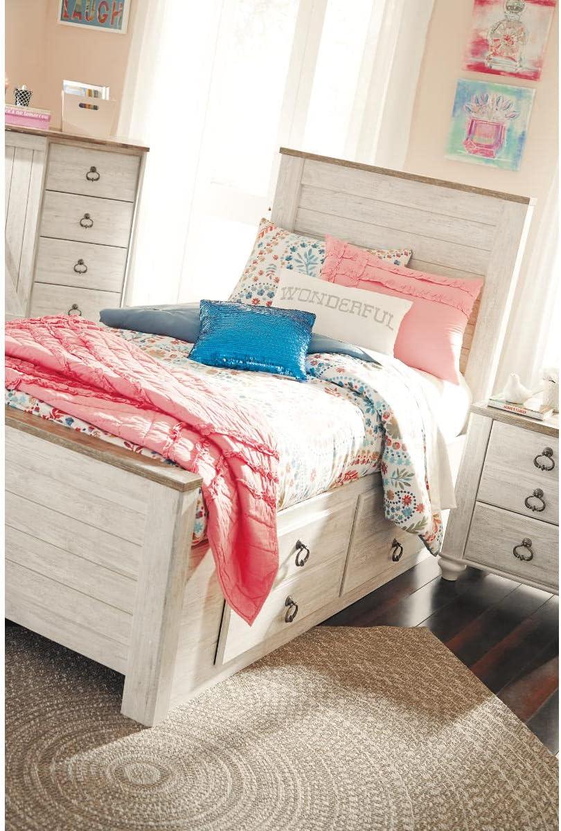 imageSignature Design by Ashley Willowton Cottage Farmhouse Panel Headboard ONLY Queen WhitewashTwin