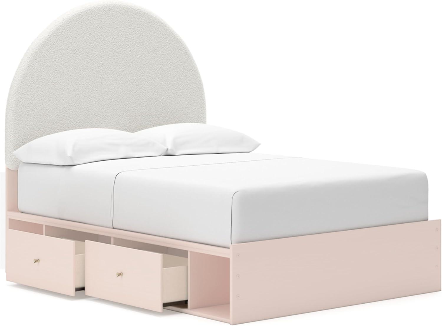 imageSignature Design by Ashley Wistenpine Urban Upholstered Panel Headboard Twin White ampamp PinkFull