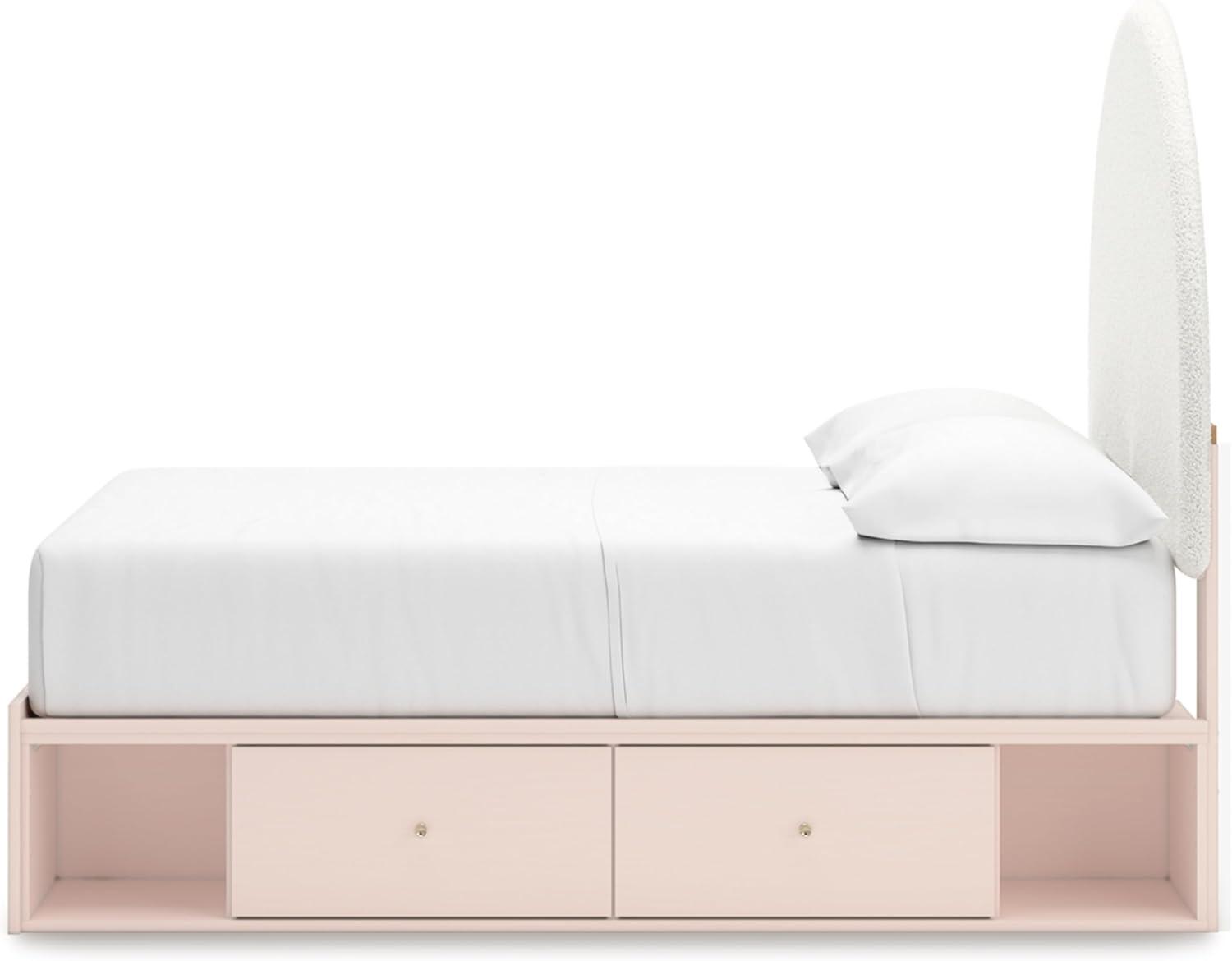 imageSignature Design by Ashley Wistenpine Urban Upholstered Panel Headboard Twin White ampamp PinkFull