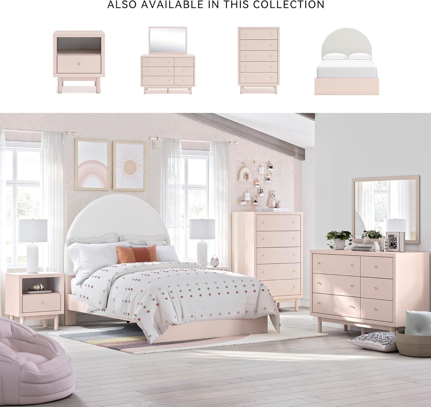 imageSignature Design by Ashley Wistenpine Urban Upholstered Panel Headboard Twin White ampamp PinkFull