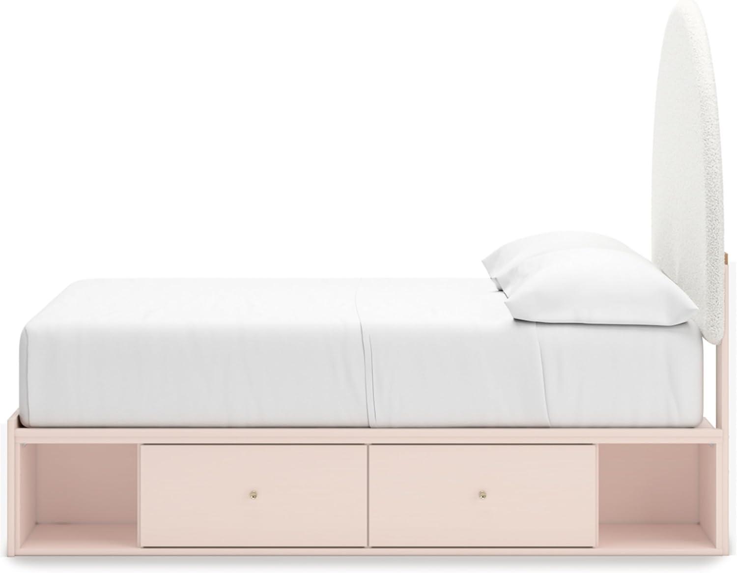 imageSignature Design by Ashley Wistenpine Urban Upholstered Panel Headboard Twin White ampamp PinkFull