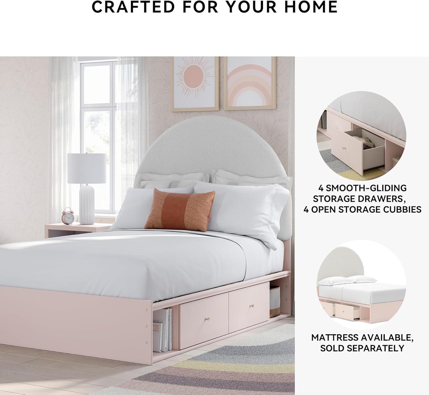 imageSignature Design by Ashley Wistenpine Urban Upholstered Panel Headboard Twin White ampamp PinkFull