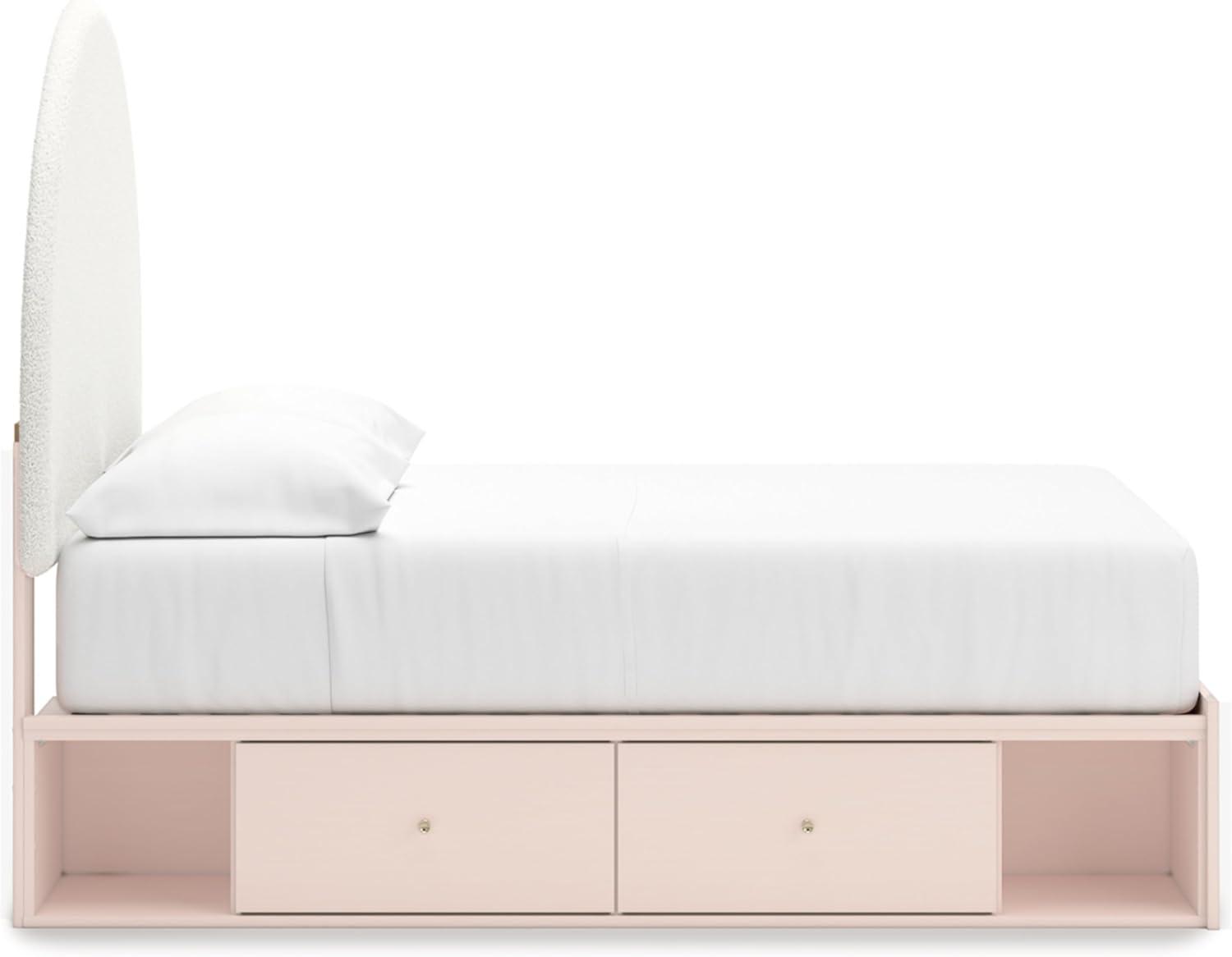 imageSignature Design by Ashley Wistenpine Urban Upholstered Panel Headboard Twin White ampamp PinkFull