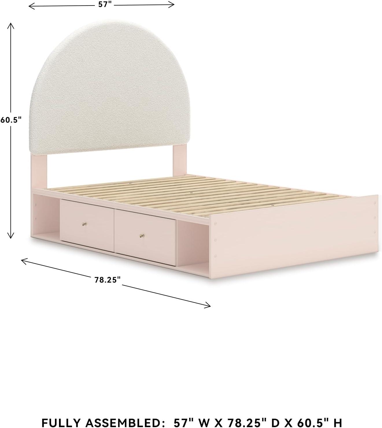 imageSignature Design by Ashley Wistenpine Urban Upholstered Panel Headboard Twin White ampamp PinkFull