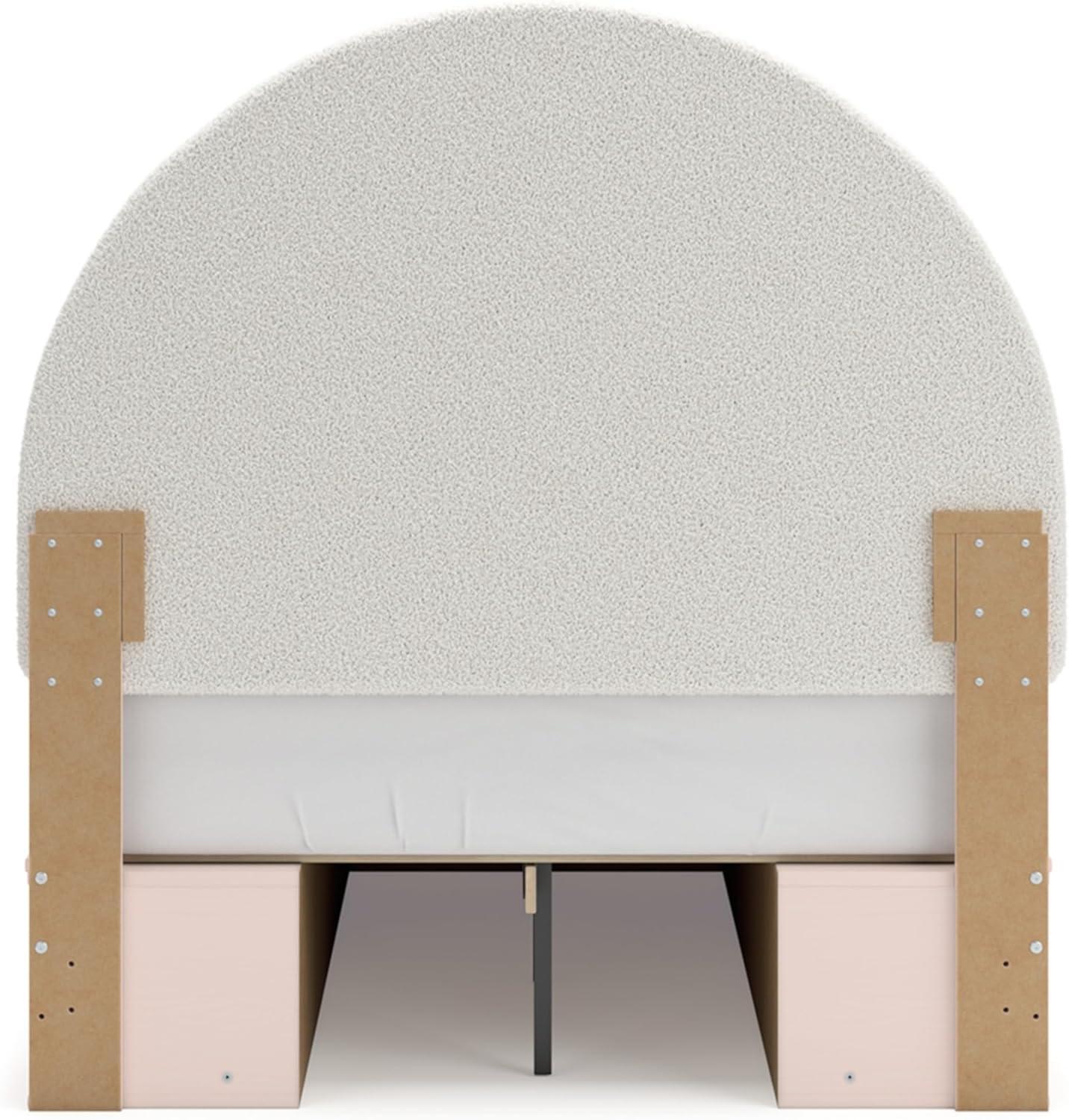 imageSignature Design by Ashley Wistenpine Urban Upholstered Panel Headboard Twin White ampamp PinkFull