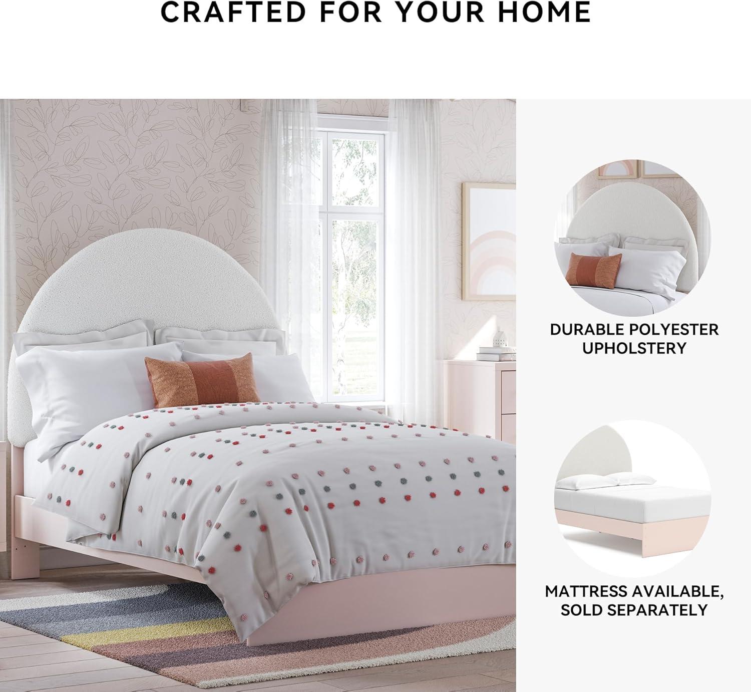 imageSignature Design by Ashley Wistenpine Urban Upholstered Panel Headboard Twin White ampamp PinkFull