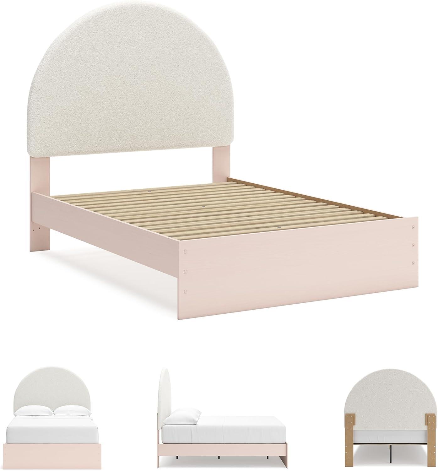 imageSignature Design by Ashley Wistenpine Urban Upholstered Panel Headboard Twin White ampamp PinkFull