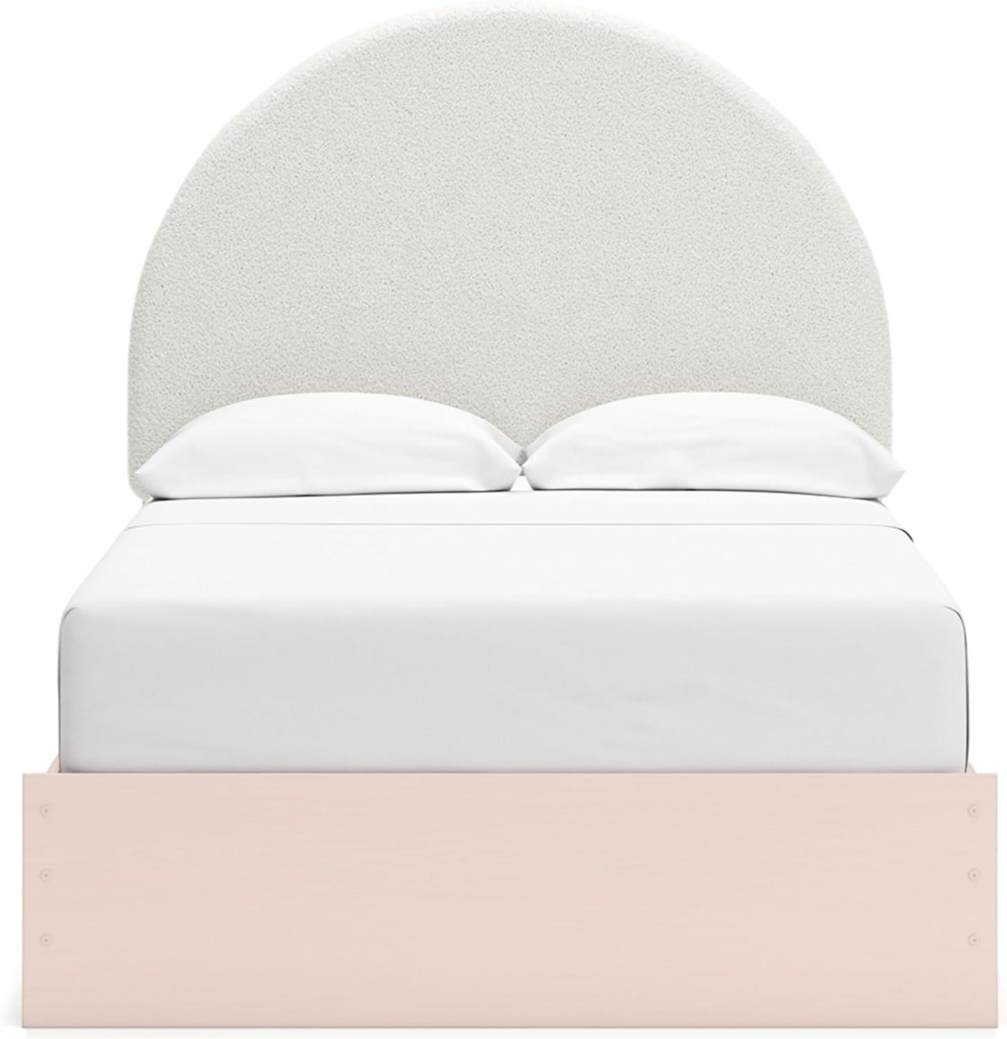 imageSignature Design by Ashley Wistenpine Urban Upholstered Panel Headboard Twin White ampamp PinkFull