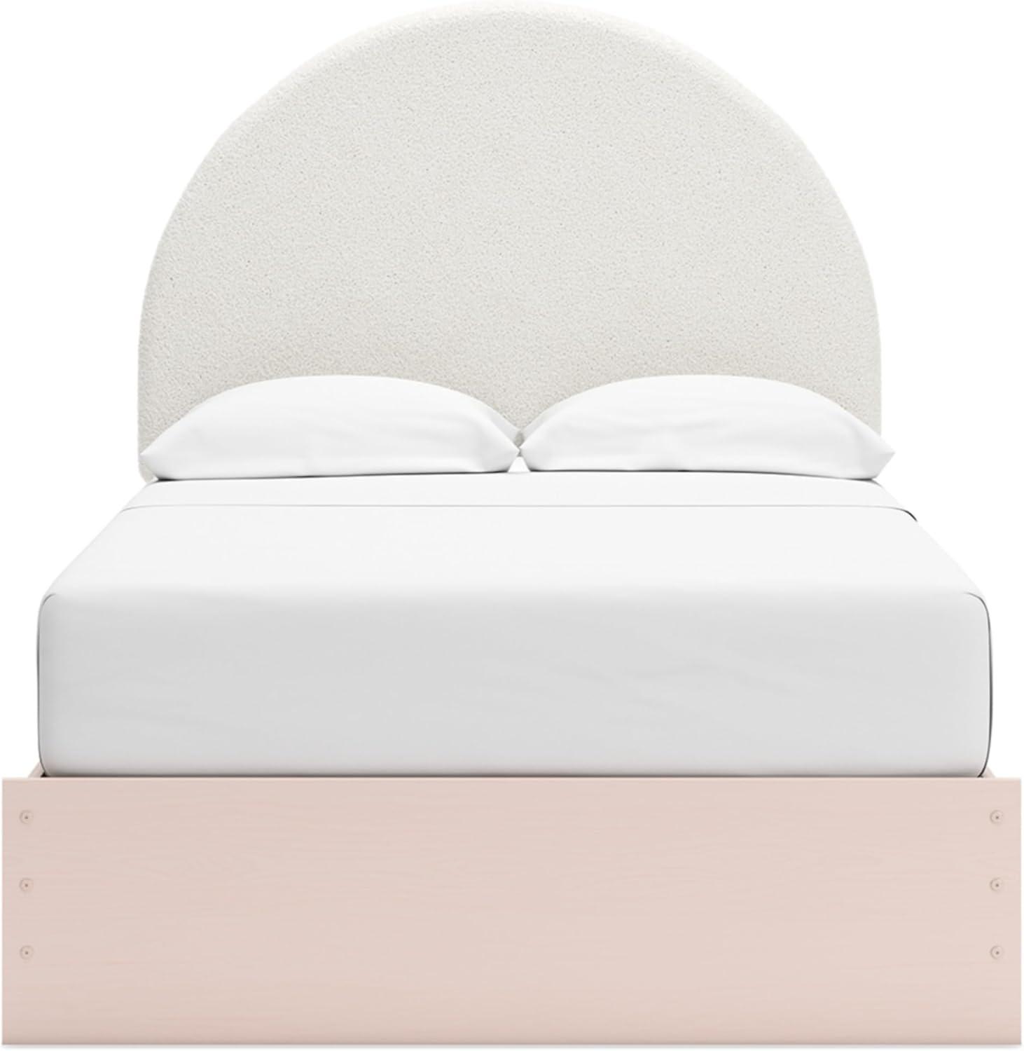 imageSignature Design by Ashley Wistenpine Urban Upholstered Panel Headboard Twin White ampamp PinkFull