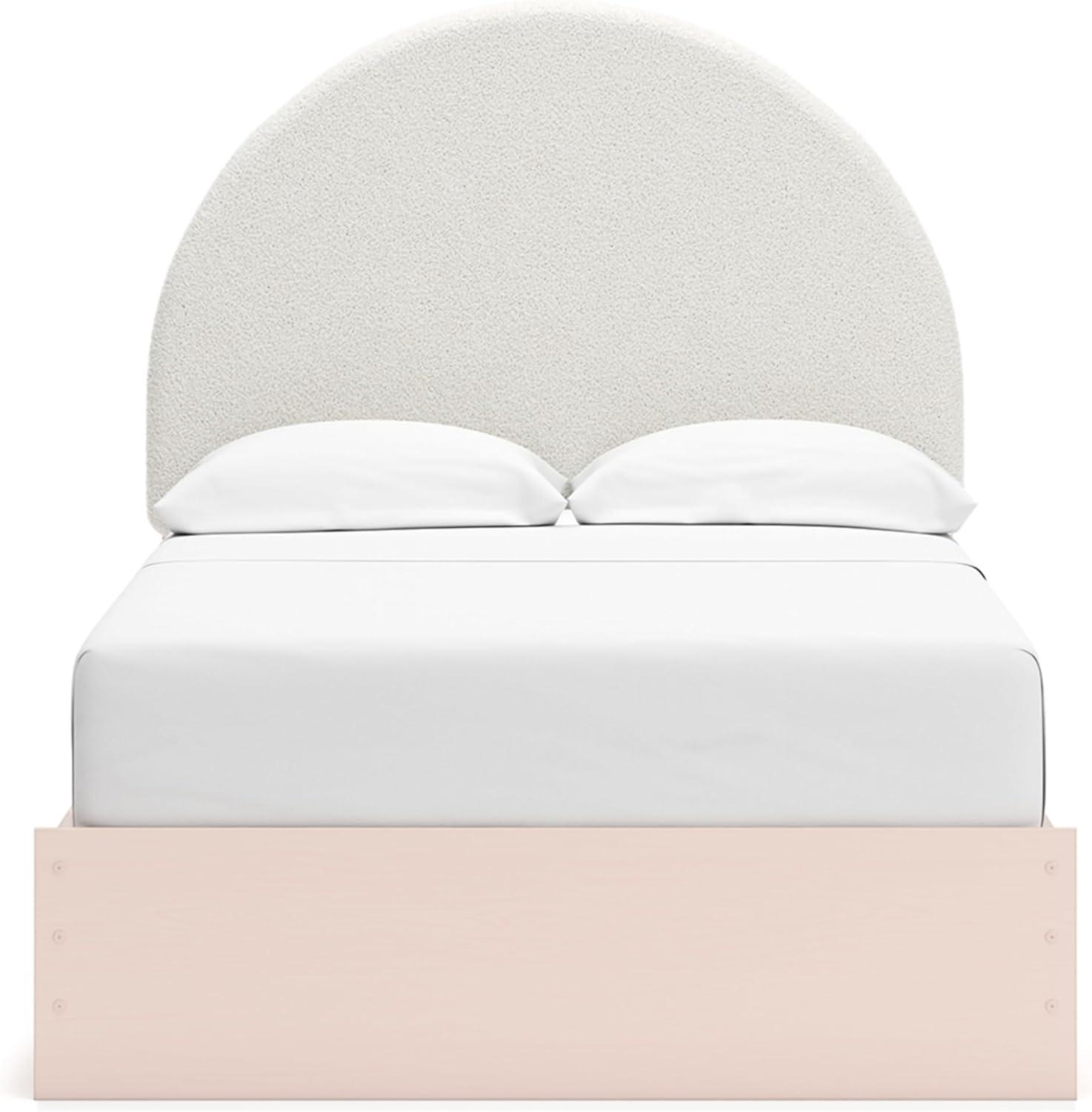 imageSignature Design by Ashley Wistenpine Urban Upholstered Panel Headboard Twin White ampamp PinkFull