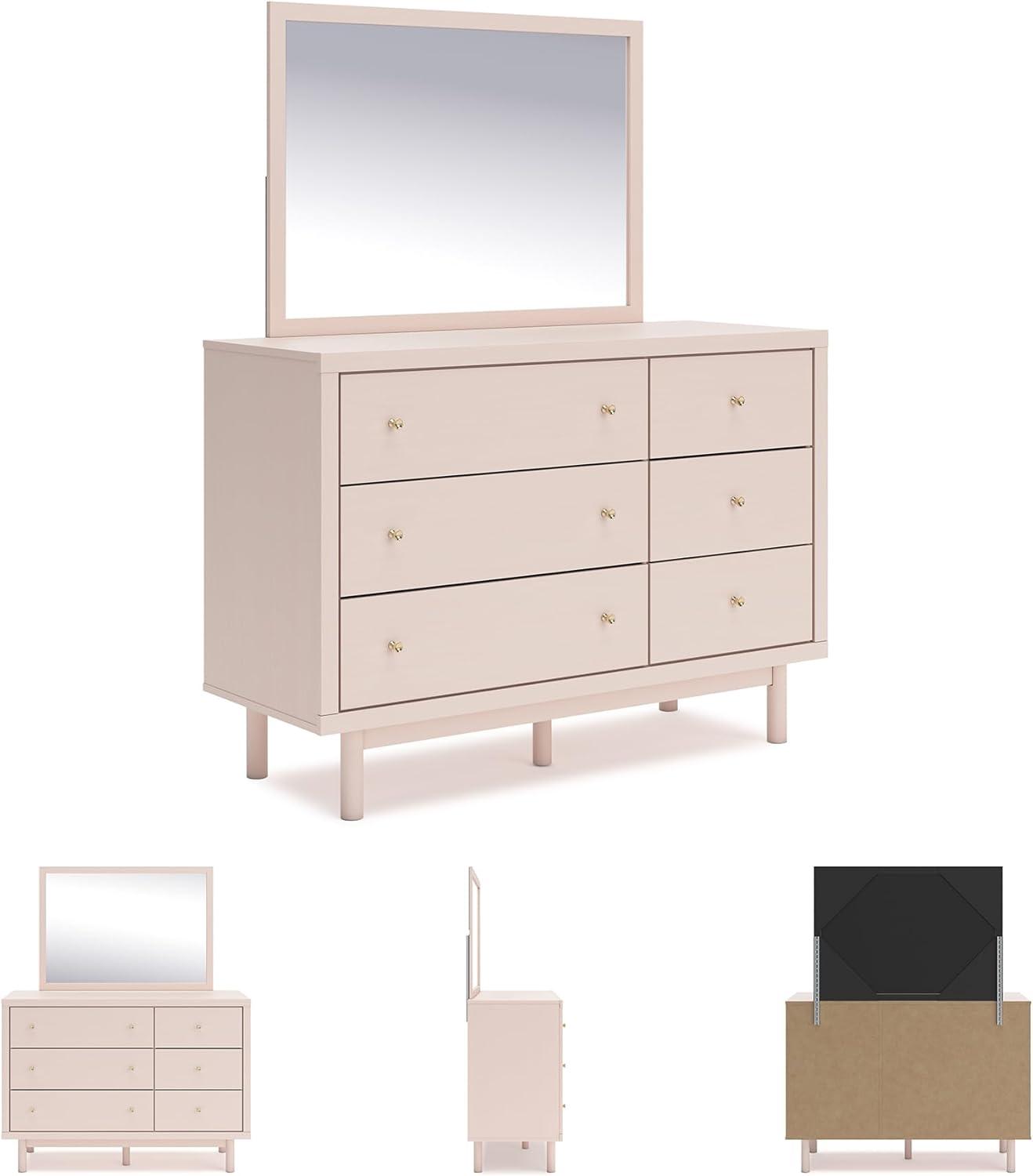 imageSignature Design by Ashley Wistenpine Urban Upholstered Panel Headboard Twin White ampamp PinkOS