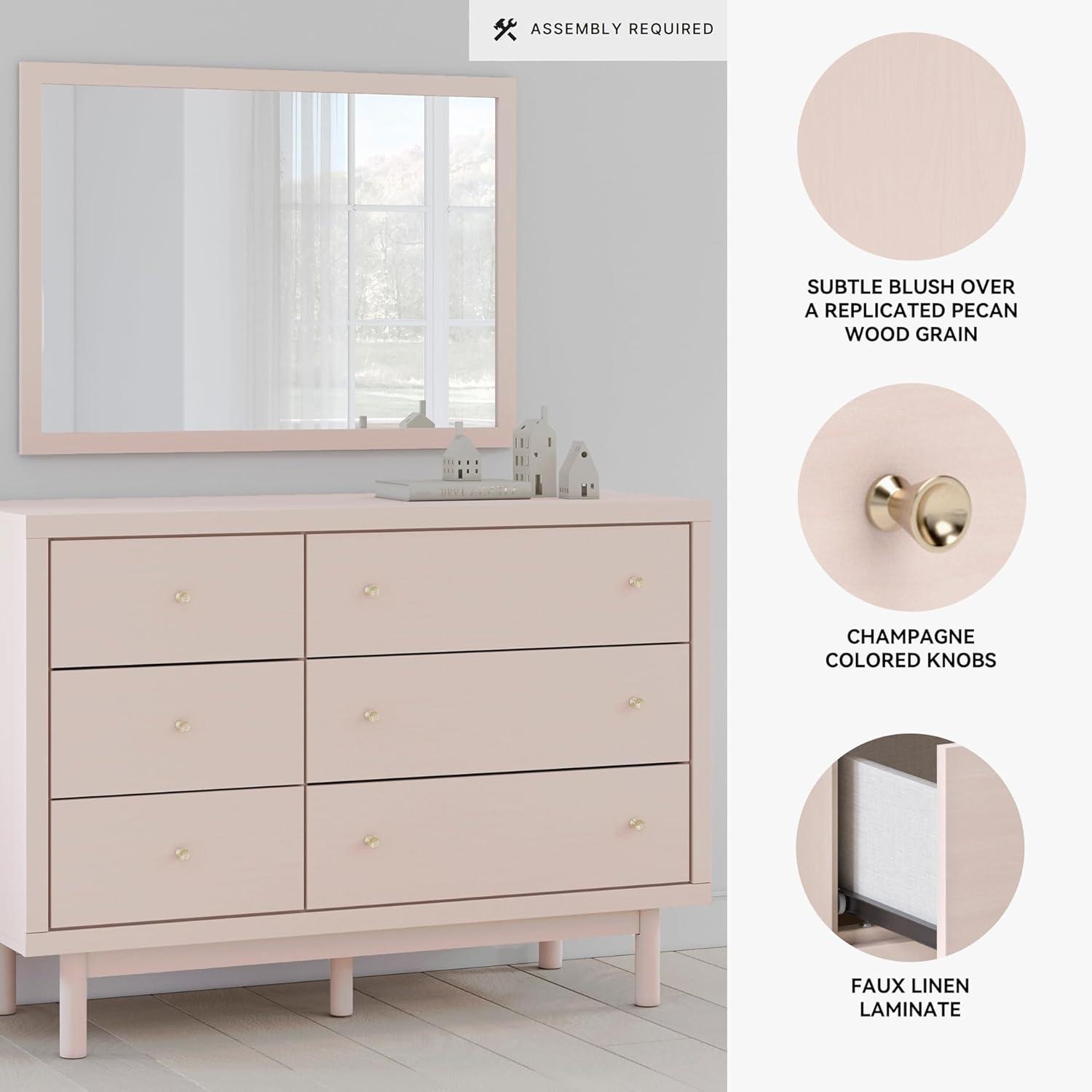 imageSignature Design by Ashley Wistenpine Urban Upholstered Panel Headboard Twin White ampamp PinkOS