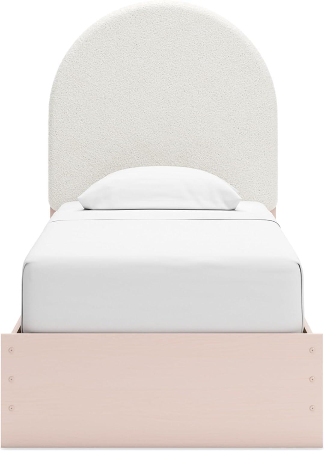 imageSignature Design by Ashley Wistenpine Urban Upholstered Panel Headboard Twin White ampamp PinkTwin