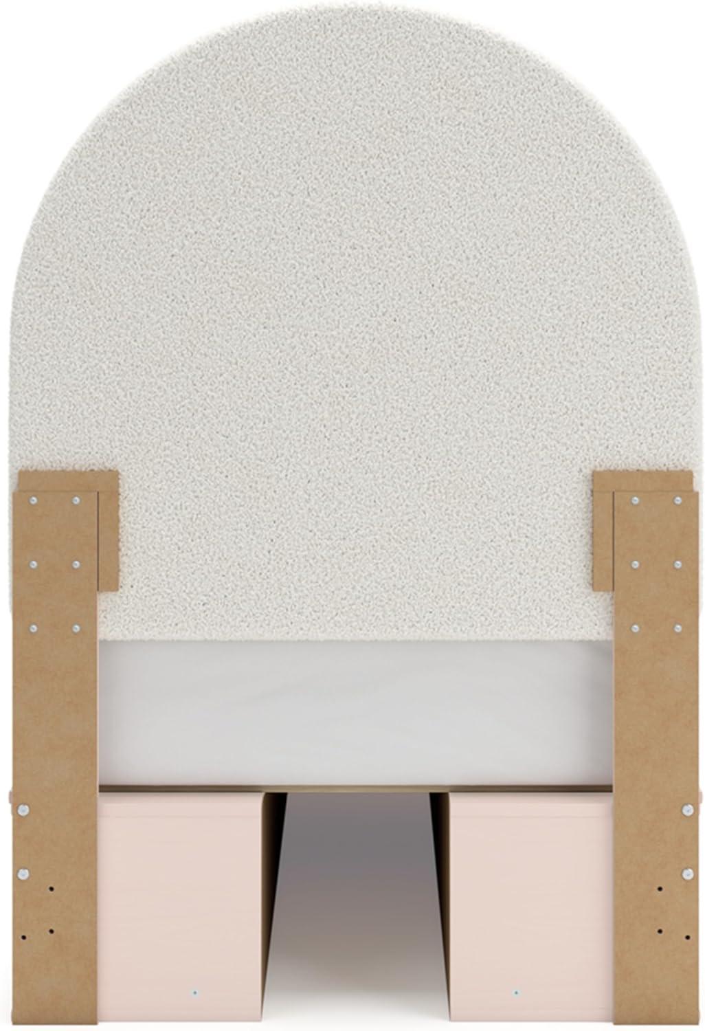 imageSignature Design by Ashley Wistenpine Urban Upholstered Panel Headboard Twin White ampamp PinkTwin