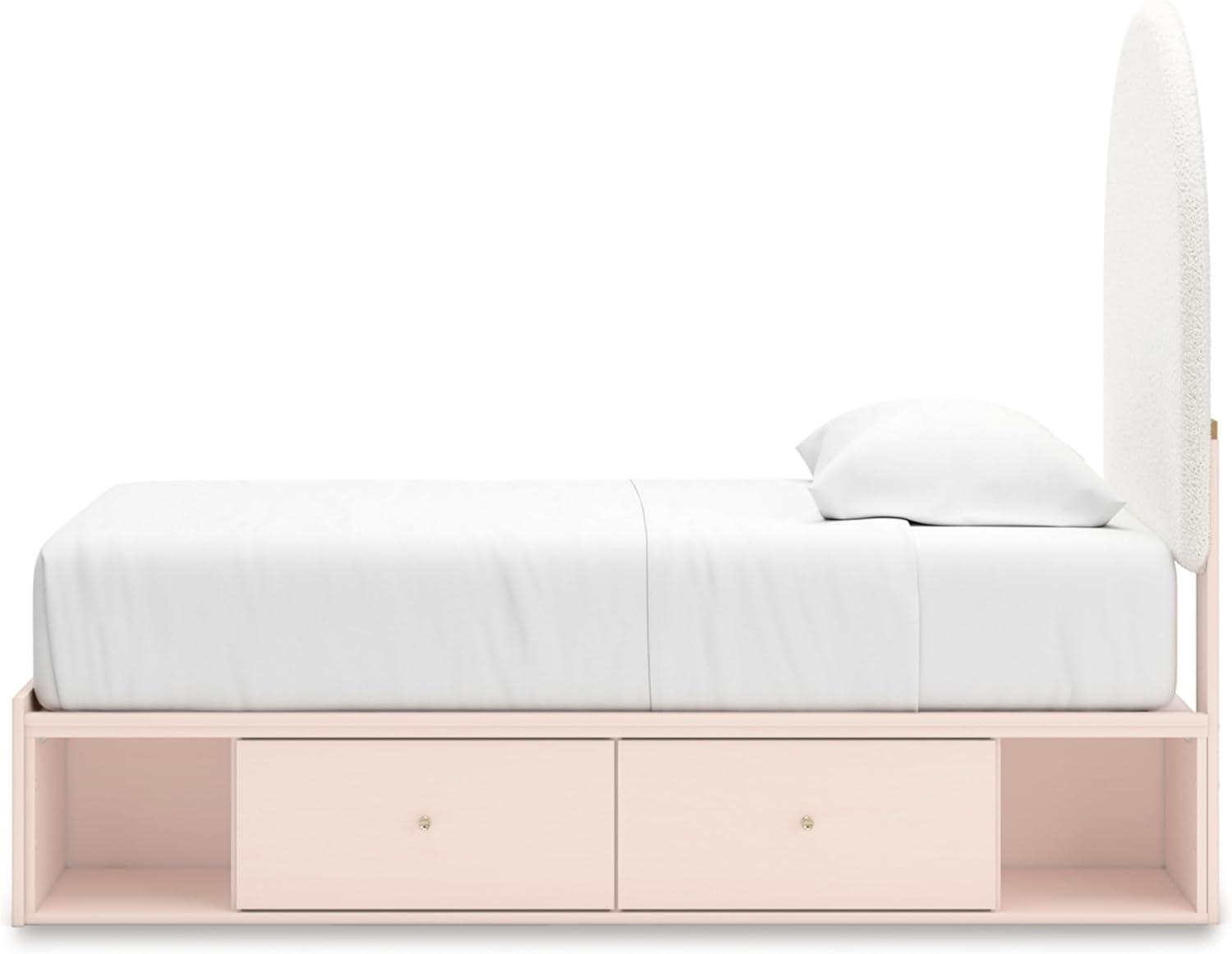 imageSignature Design by Ashley Wistenpine Urban Upholstered Panel Headboard Twin White ampamp PinkTwin