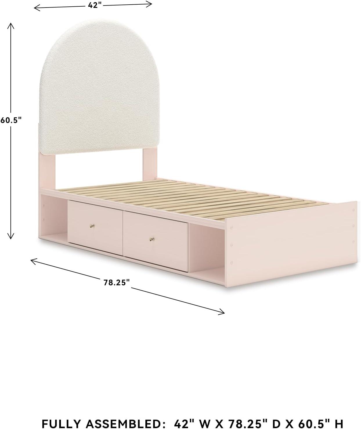 imageSignature Design by Ashley Wistenpine Urban Upholstered Panel Headboard Twin White ampamp PinkTwin