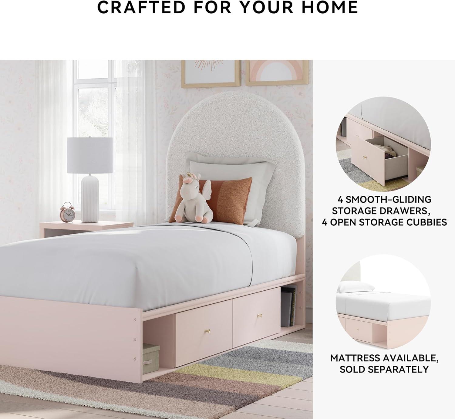 imageSignature Design by Ashley Wistenpine Urban Upholstered Panel Headboard Twin White ampamp PinkTwin