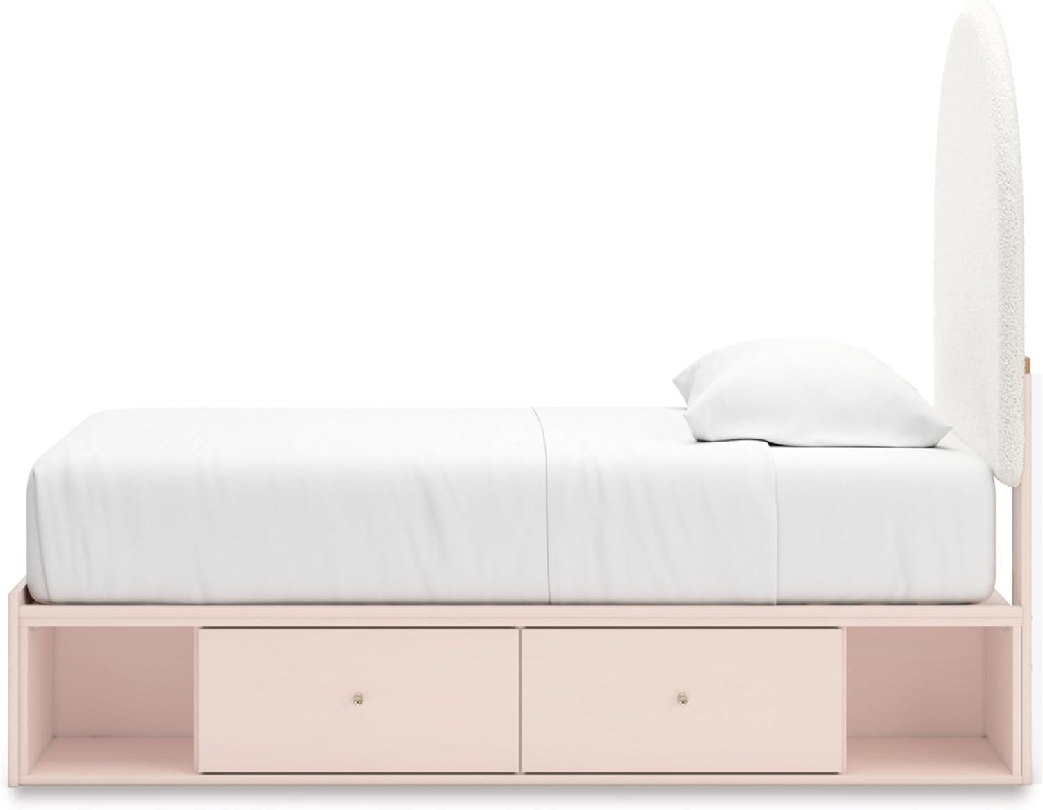 imageSignature Design by Ashley Wistenpine Urban Upholstered Panel Headboard Twin White ampamp PinkTwin