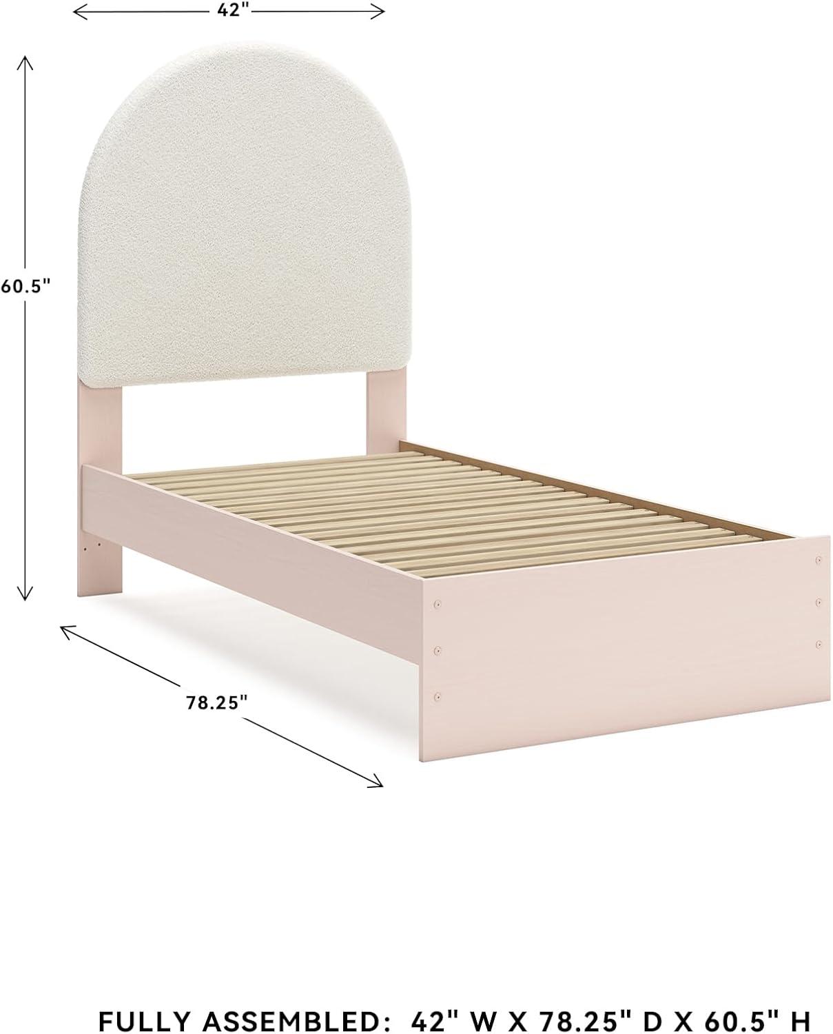 imageSignature Design by Ashley Wistenpine Urban Upholstered Panel Headboard Twin White ampamp PinkTwin