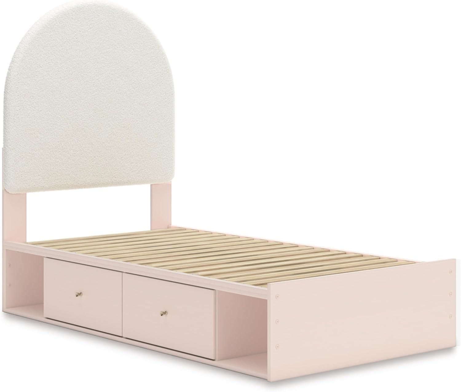 imageSignature Design by Ashley Wistenpine Urban Upholstered Panel Headboard Twin White ampamp PinkTwin