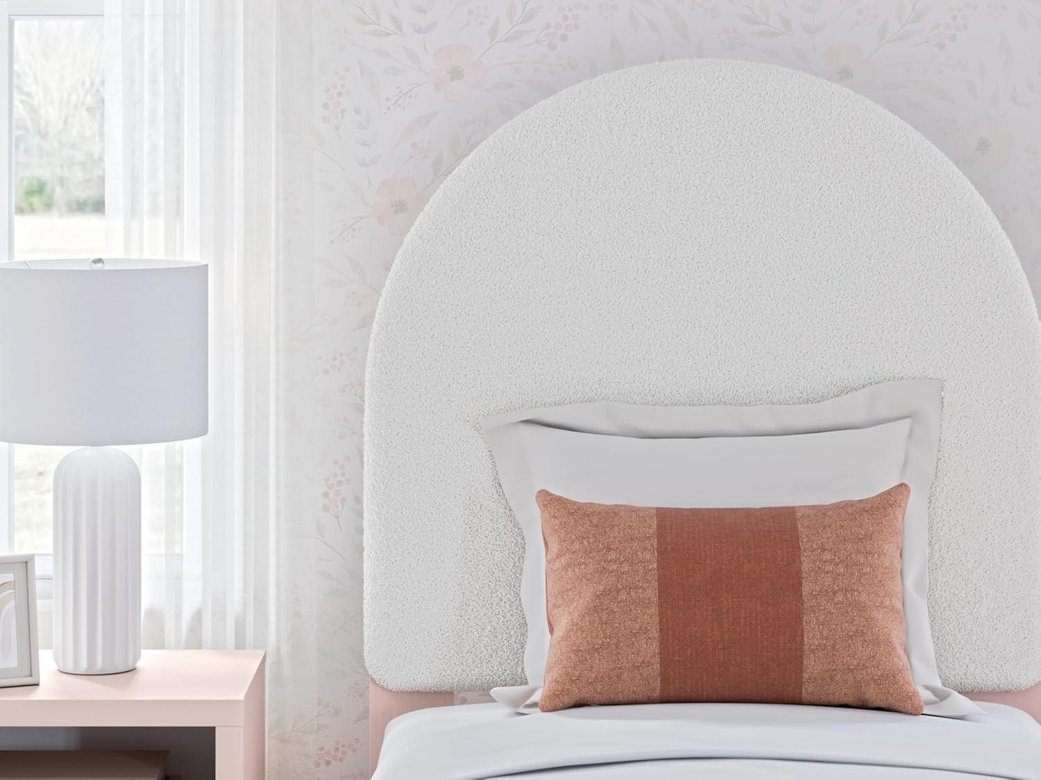 imageSignature Design by Ashley Wistenpine Urban Upholstered Panel Headboard Twin White ampamp PinkTwin