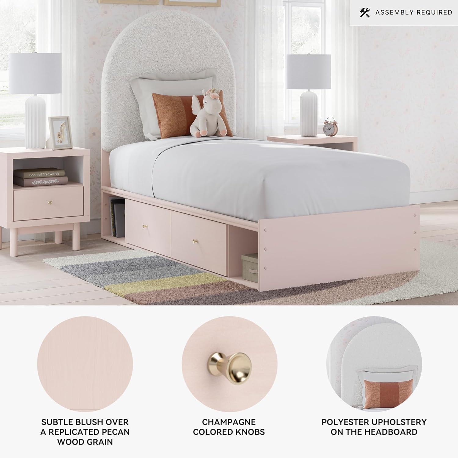 imageSignature Design by Ashley Wistenpine Urban Upholstered Panel Headboard Twin White ampamp PinkTwin