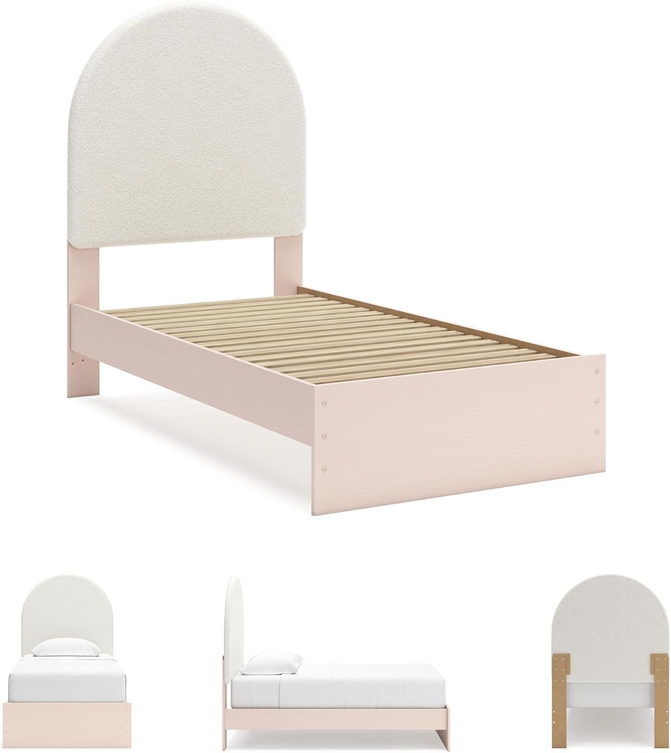 imageSignature Design by Ashley Wistenpine Urban Upholstered Panel Headboard Twin White ampamp PinkTwin