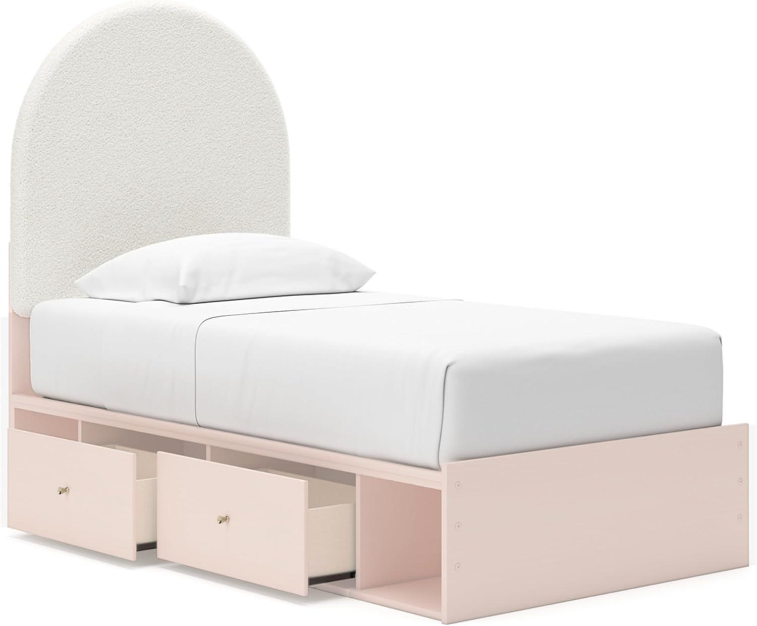 imageSignature Design by Ashley Wistenpine Urban Upholstered Panel Headboard Twin White ampamp PinkTwin