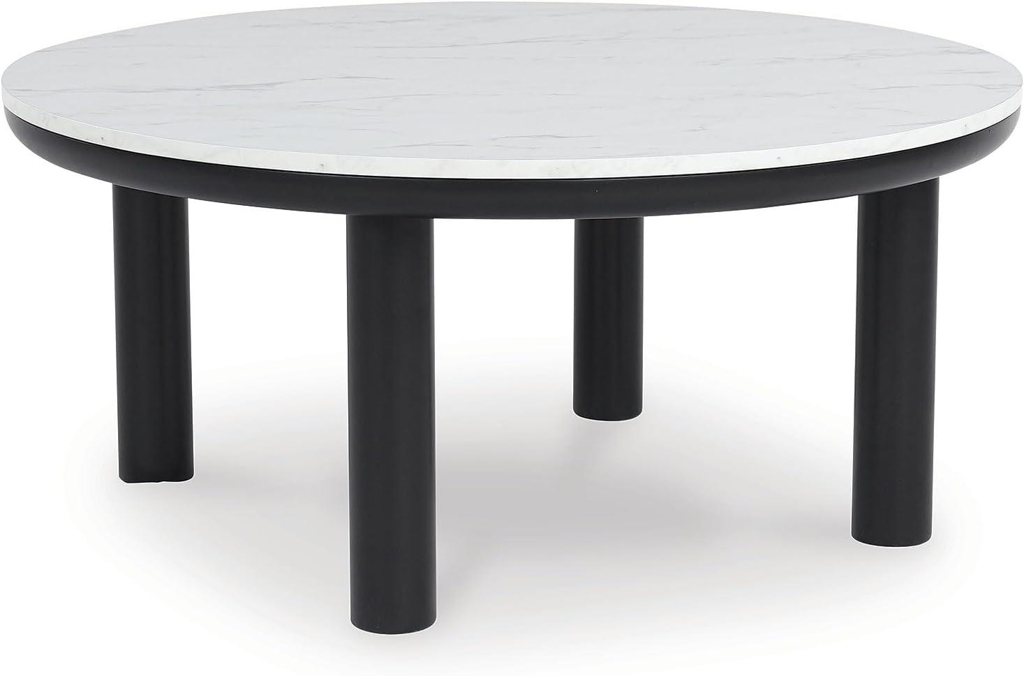 imageSignature Design by Ashley Xandrum Casual Faux Marble Occasional Table Set Set of 3 Black ampamp White