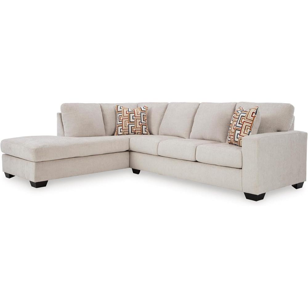 imageSignature Design by Ashley Aviemore Casual LShaped 2Piece Sectional with Chaise for Living Room BlueLight Gray
