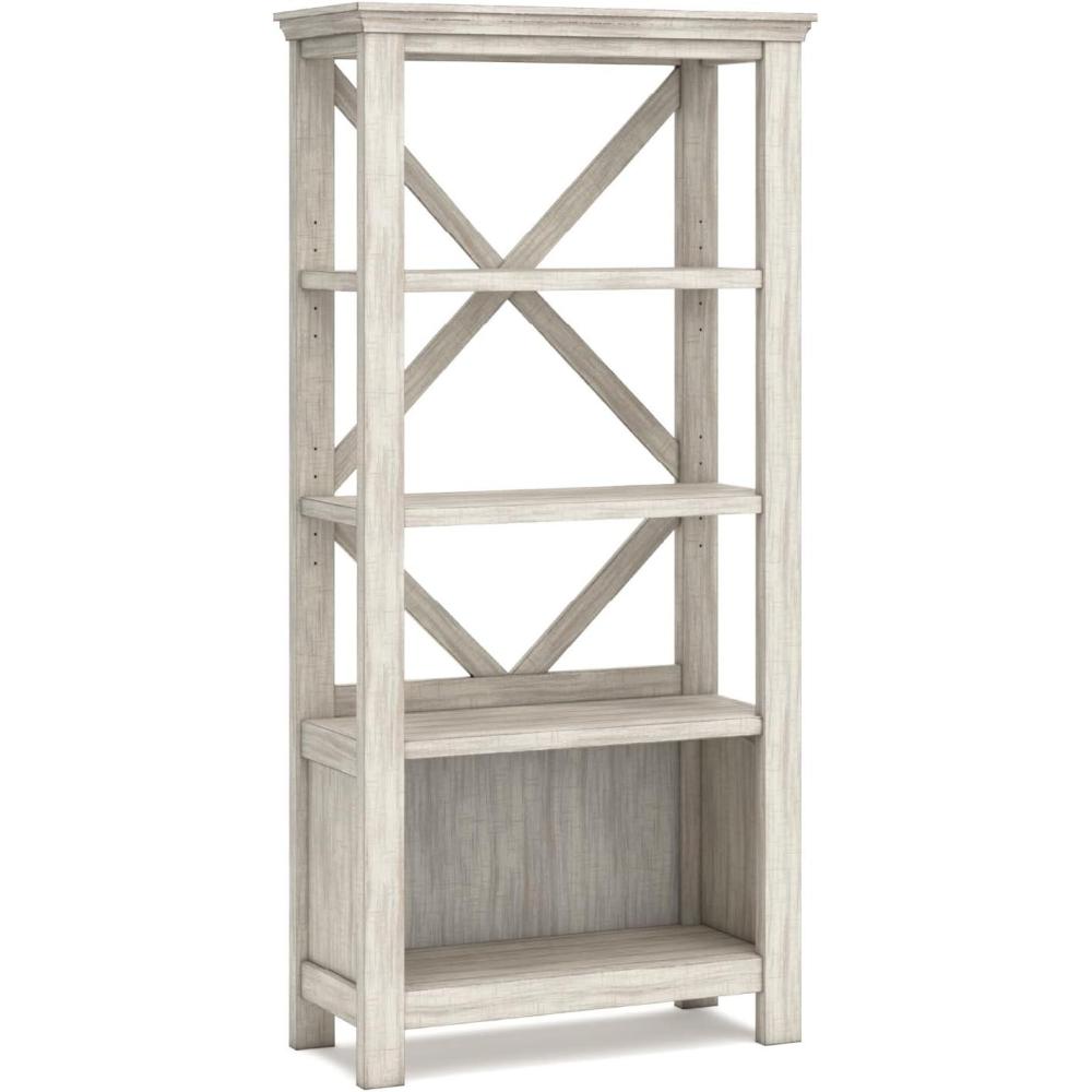 imageSignature Design by Ashley Baldridge Rustic 78quot Bookcase with 4 Shelves Distressed BrownWhite